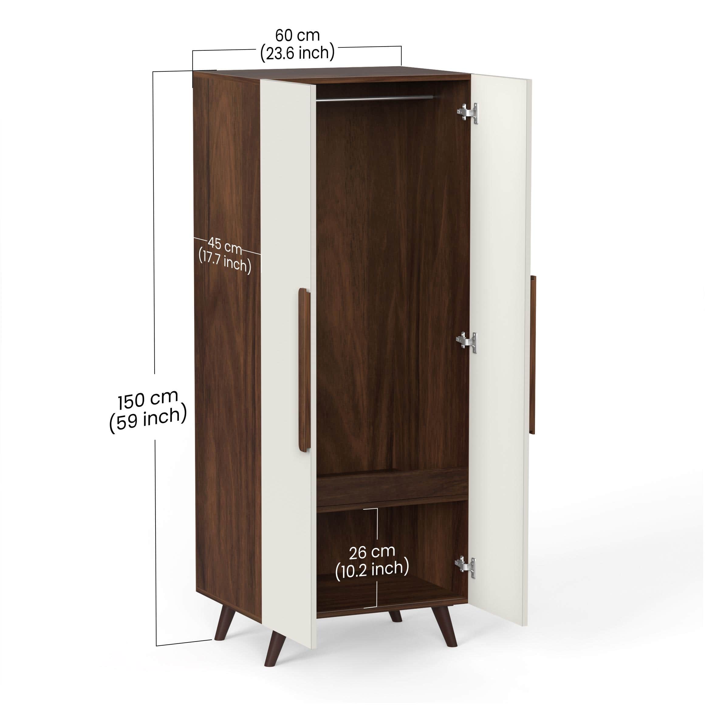 Bonco Engineered Wood Wardrobe In Brown Maple & White Finish
