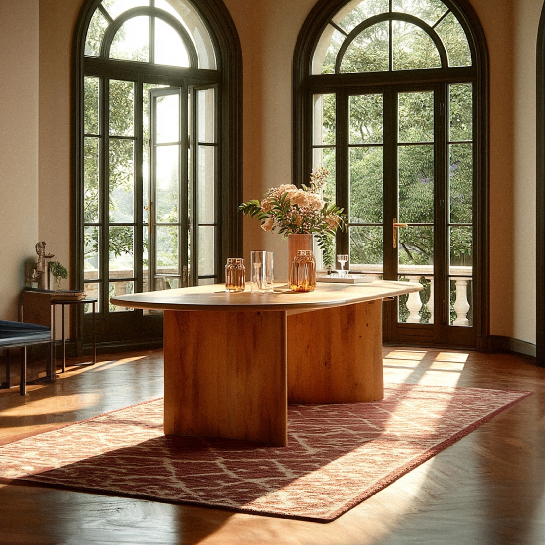 Saanra Solid Wood Six Seater Dining Table in Brown Colour - Orange Tree