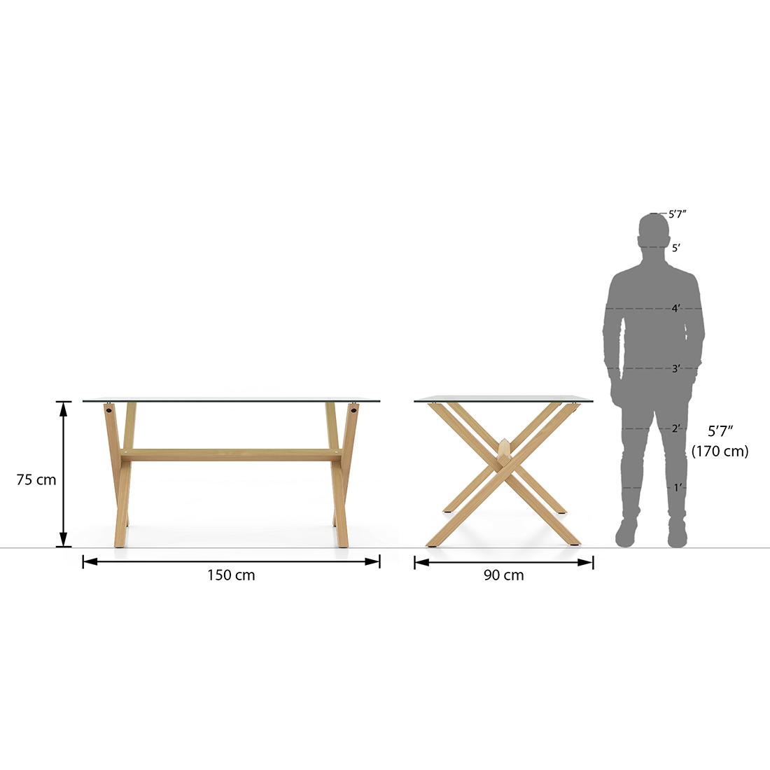 Nobu 6 Seater Glass Top Dining Table
