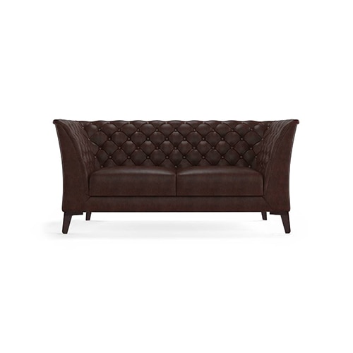 Weston 2 Seater Half Leather Sofa in Chocolate Colour - Urban Ladder