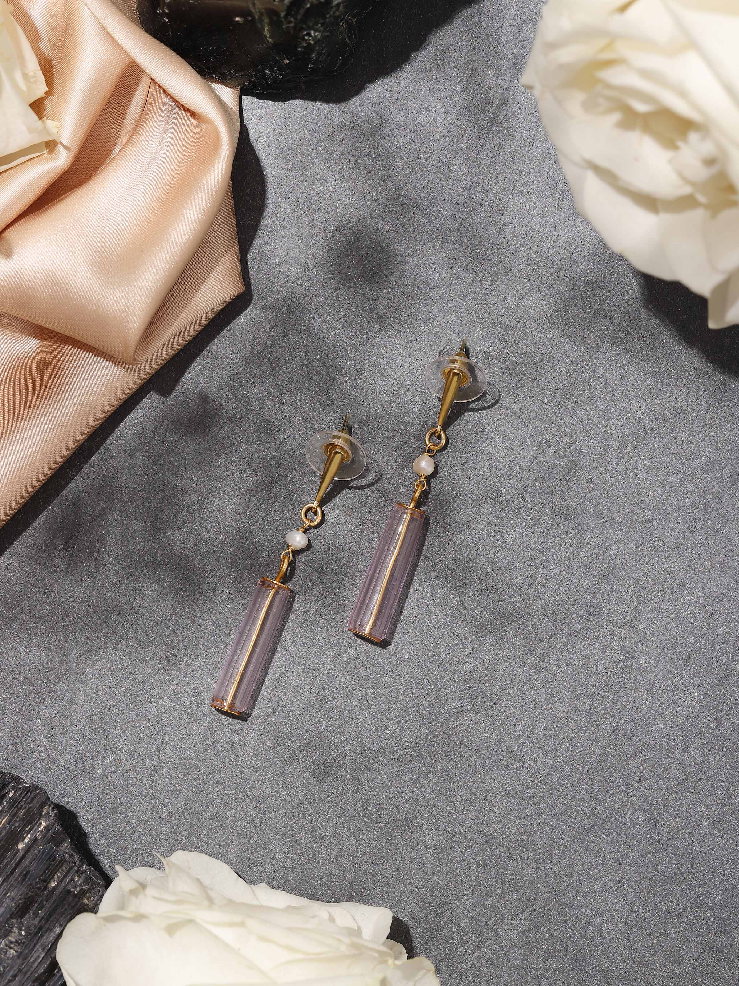 Silver Flame Glass Drop Earrings