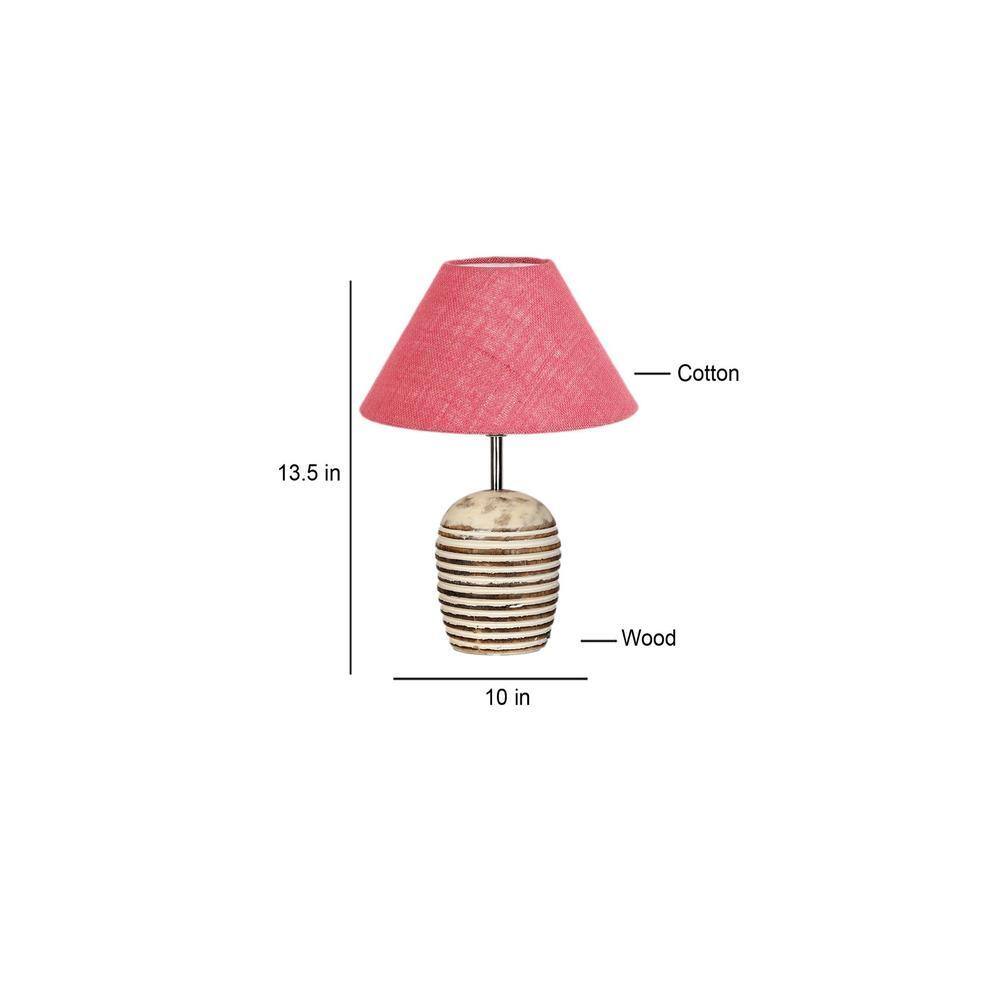 Pink Jute with White Brushed Wood Table Lamp