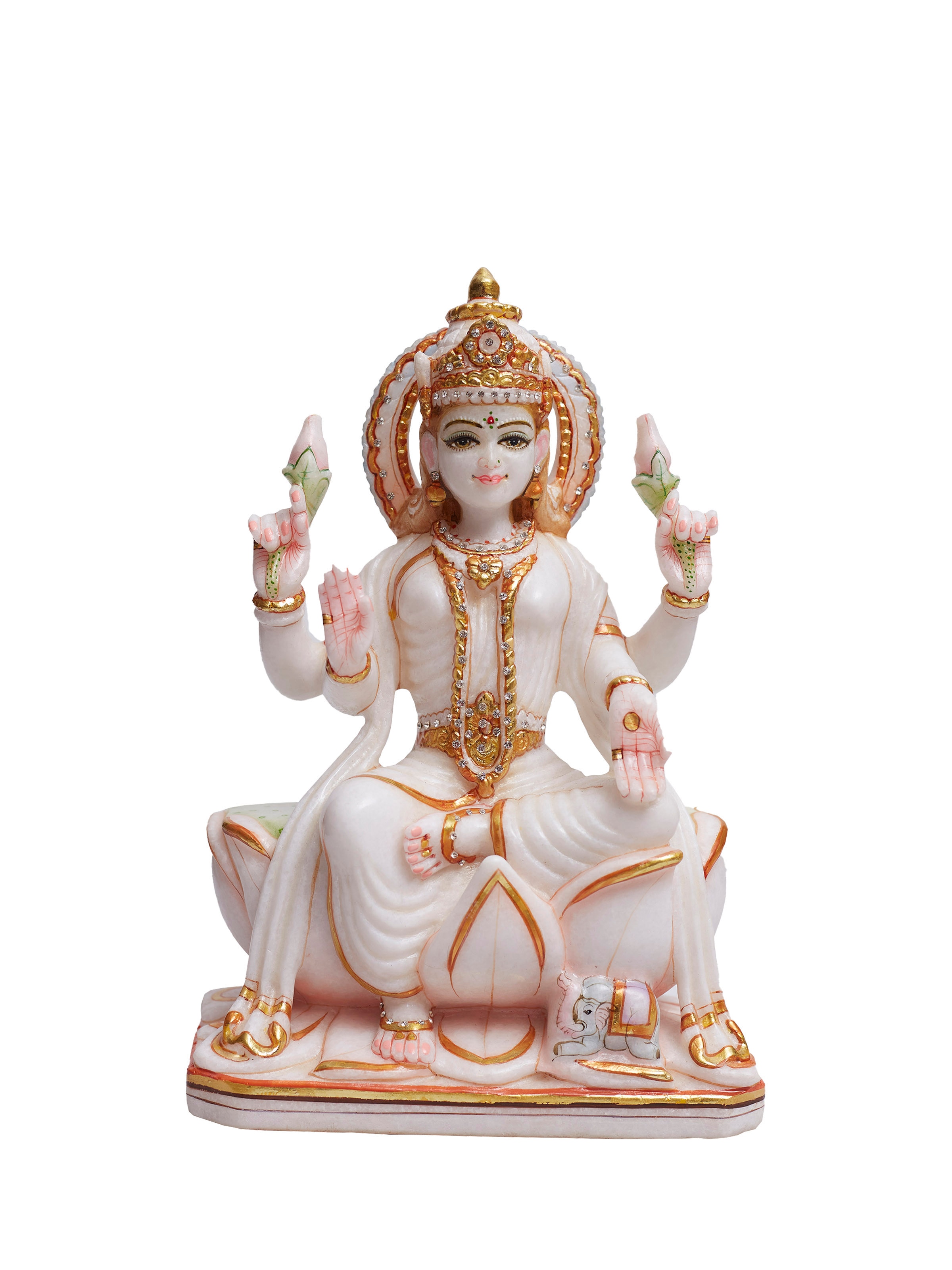 Carved Marble Lakshmi Idol