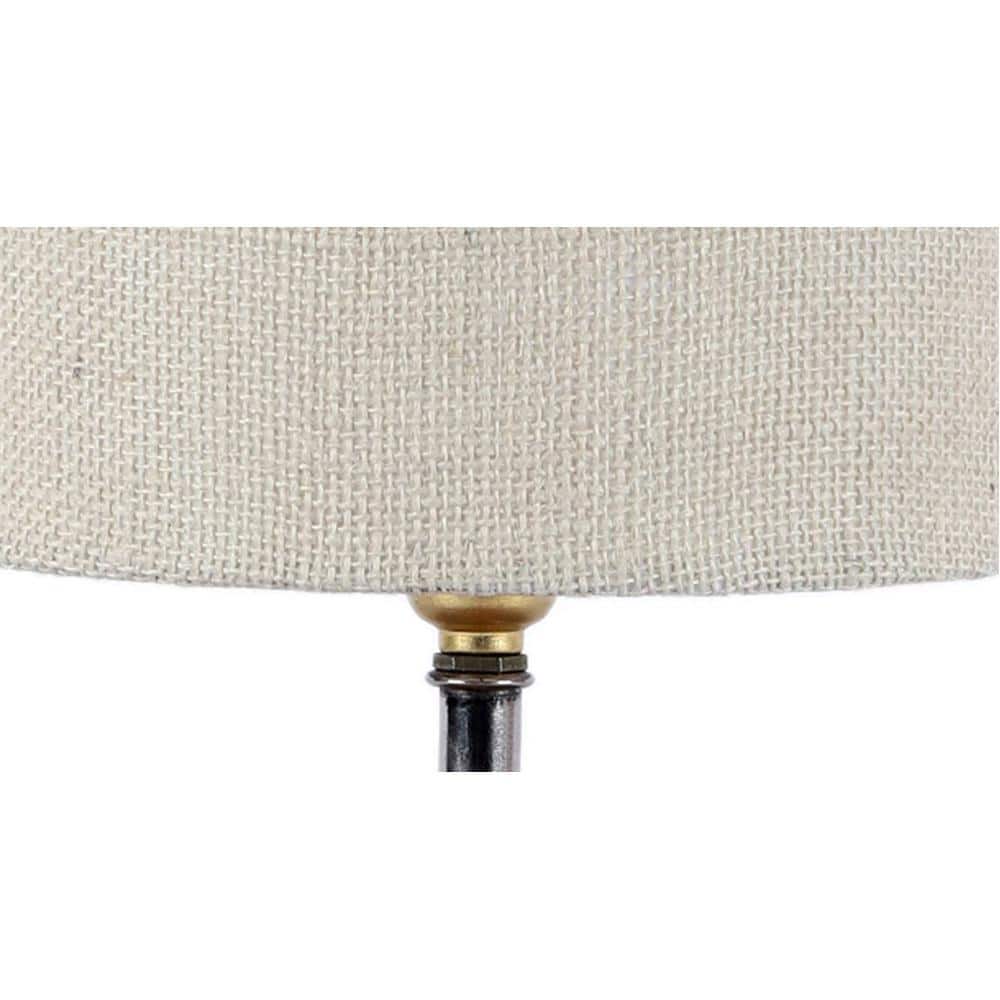 Kaeya White Natural Fiber Shade Table Lamp with Natural Wooden Base