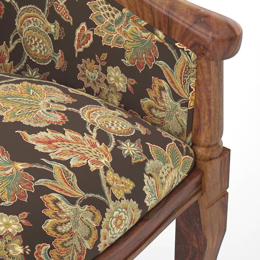 Florence Lounge Chair in Teak Finish and Chintz Floral Colour