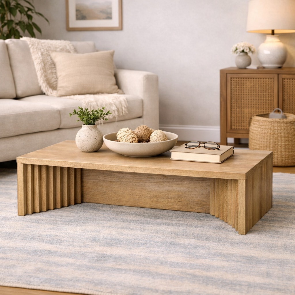 Vilaym Solid Wood Coffee Table In  Natural Finish