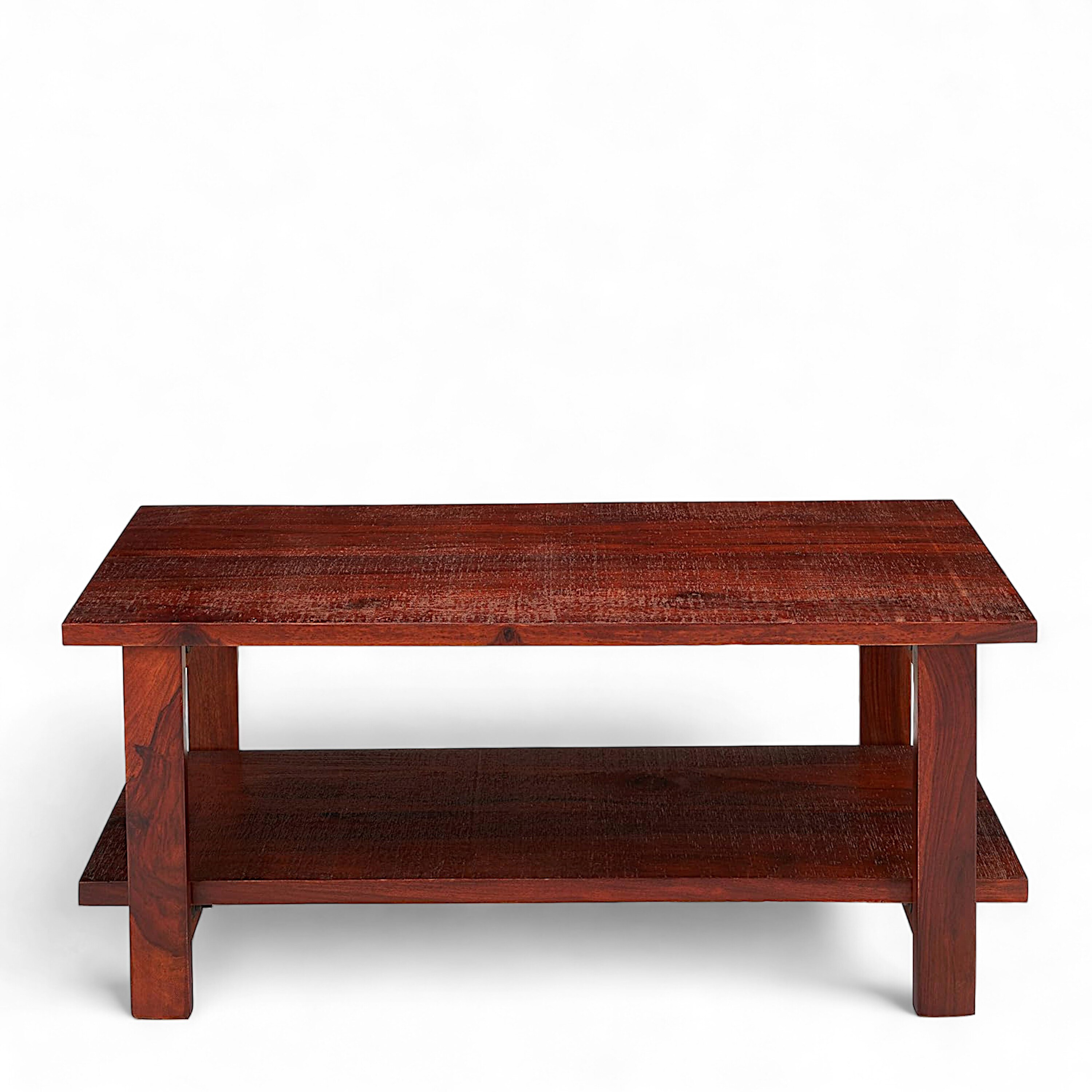 Aroda Sheesham Wood Contemporary Rectangle Coffee Table In Honey Finish