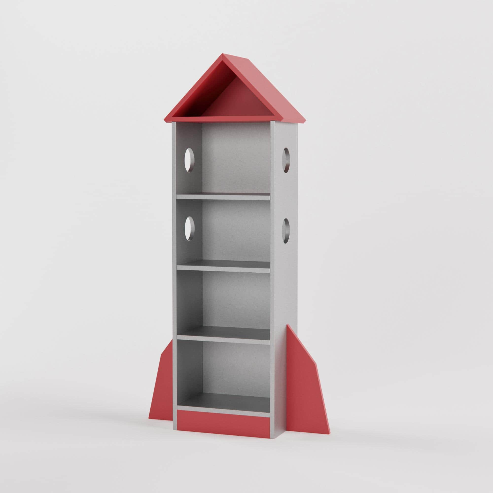 Spacechamp Bookshelf In Red & Grey Colour
