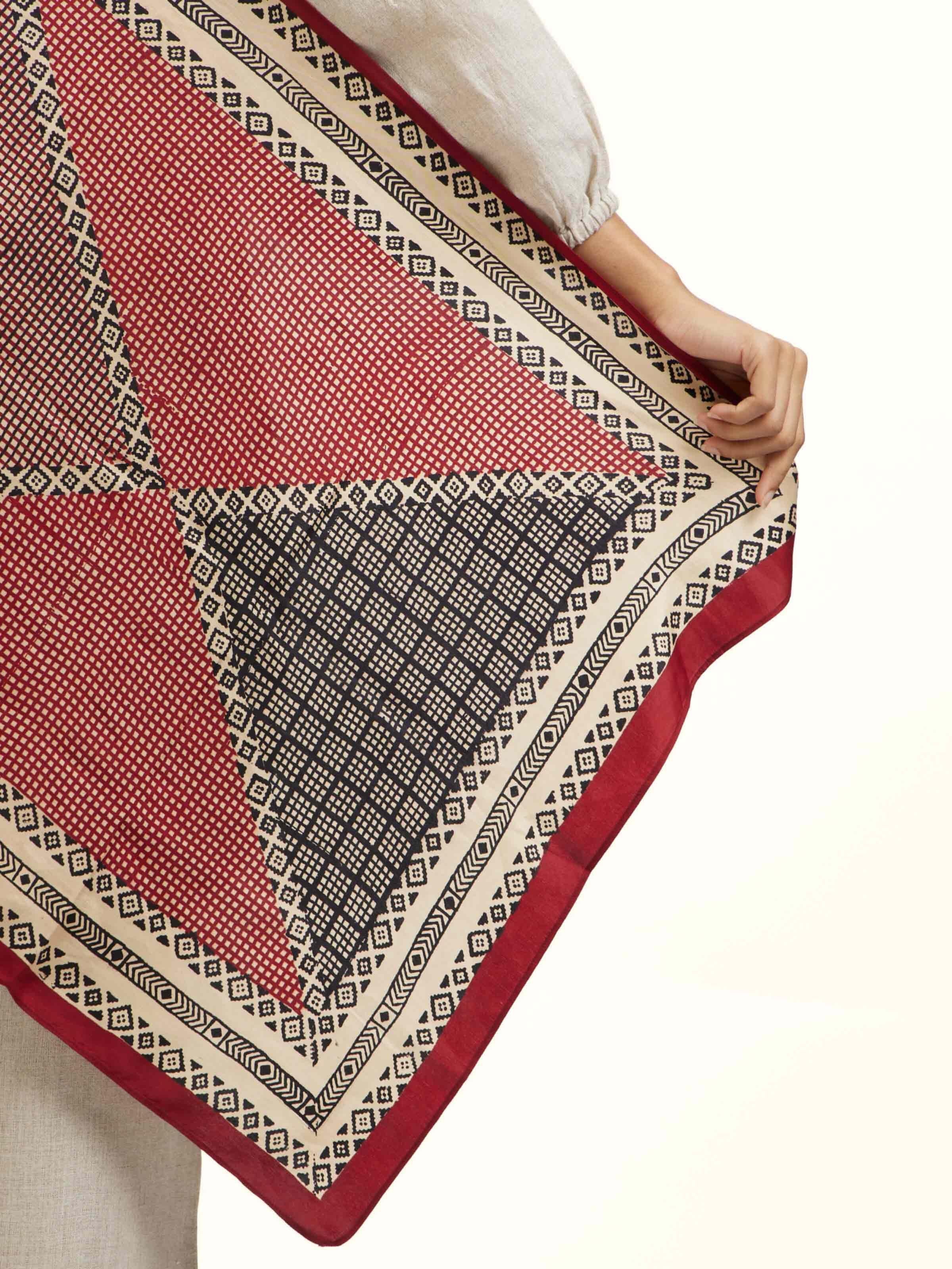Rust Silk Bagh Hand Block Printed Stole