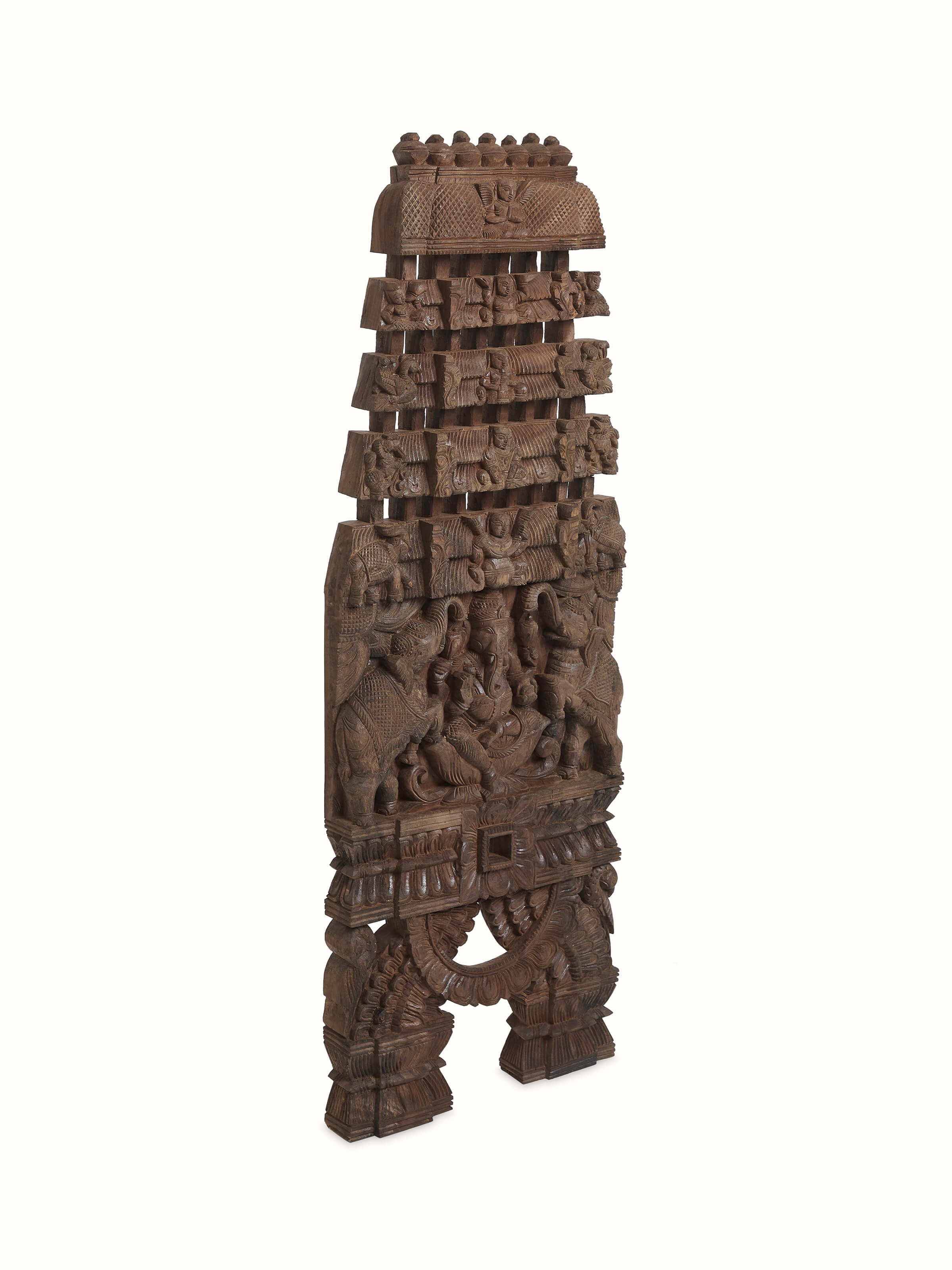 Wood Carved Ganesha Wall Panel