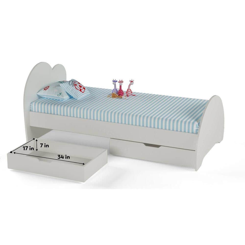 Cloud Tails Engineered Wood Drawer Storage Bed in Dark Grey Colour