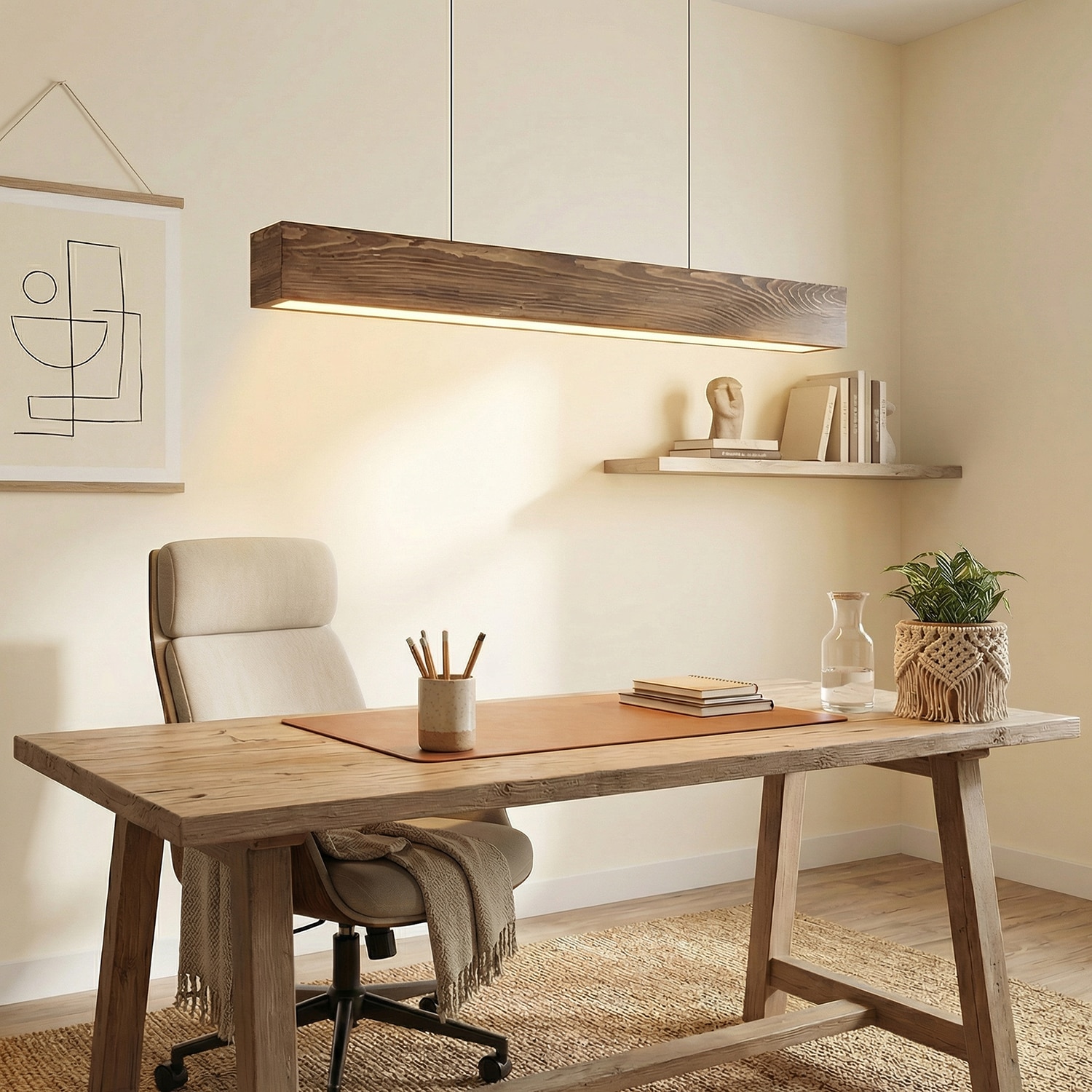 Clara 48 Brown Solid Wood Single Hanging Light - Symplify