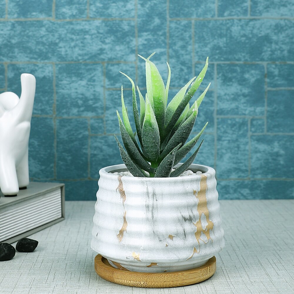 White 1 Pieces Succulent Artificial Plant With Pot
