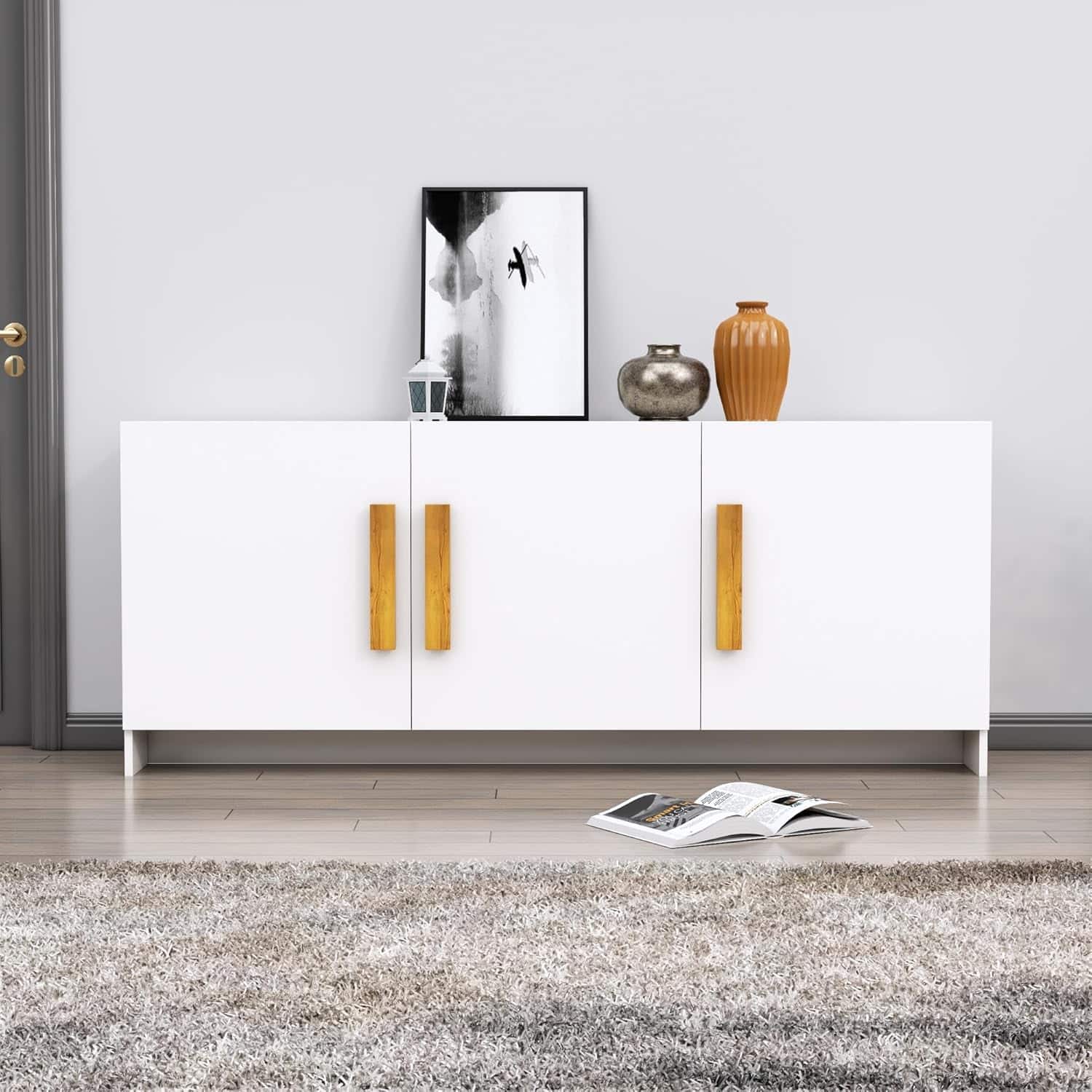 Hexa Red Multipurpose Storage Cabinet With 3 Door in Frosty White Colour - HexaRed