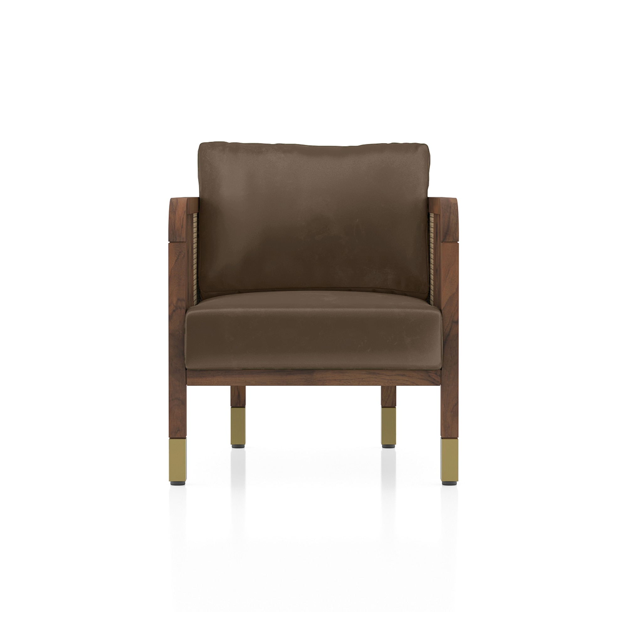 Taran 1 Seater Wooden Sofa in Truffle Biege Velvet Colour