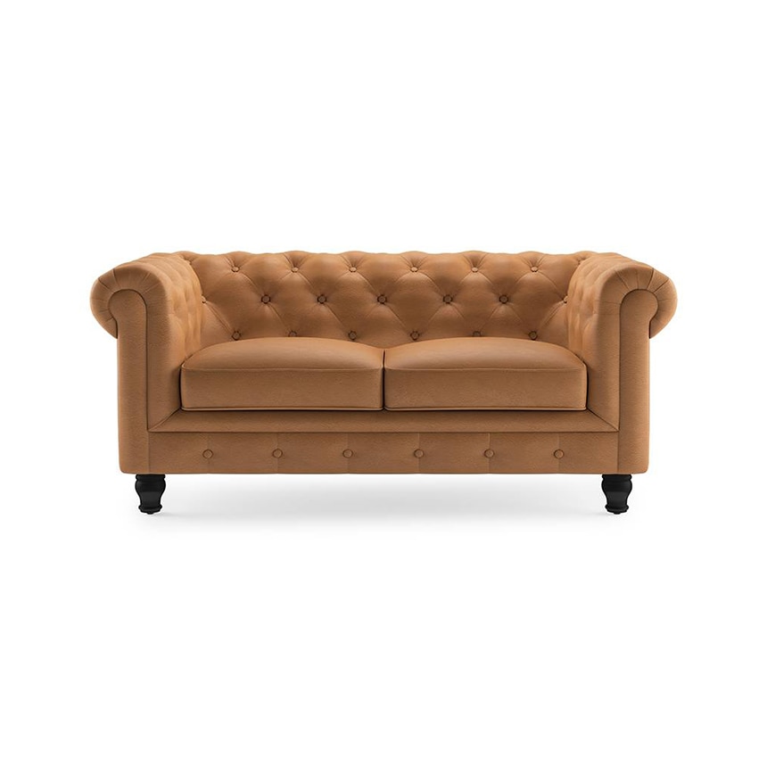 Winchester 2 Seater Half Leather Sofa in Mustard Colour