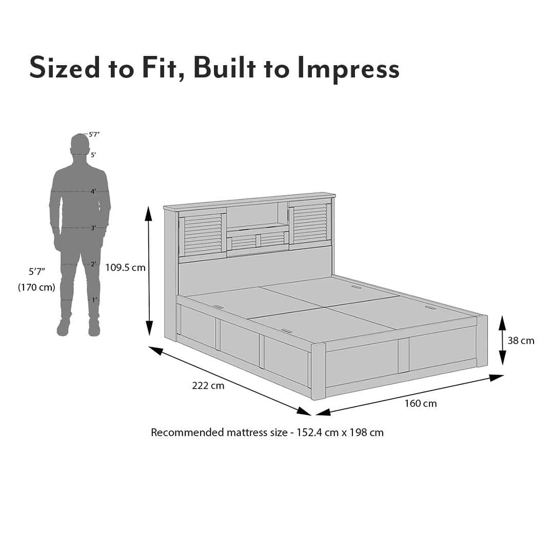 Cambry Queen Size Box Storage Bed With Headboard Storage In Honey Finish