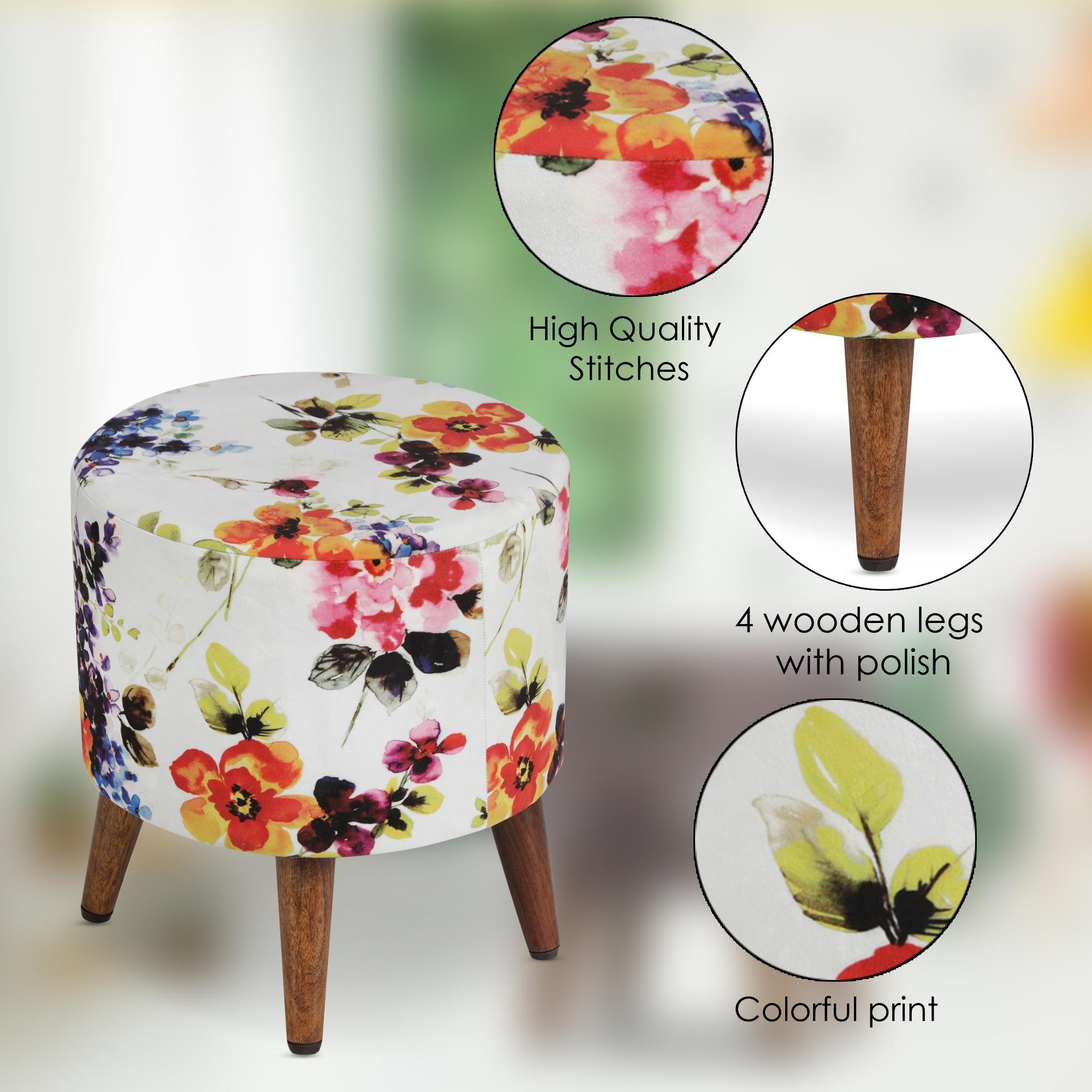 Sebastian Solid Wood  Ottomon in  Multicolor Colour