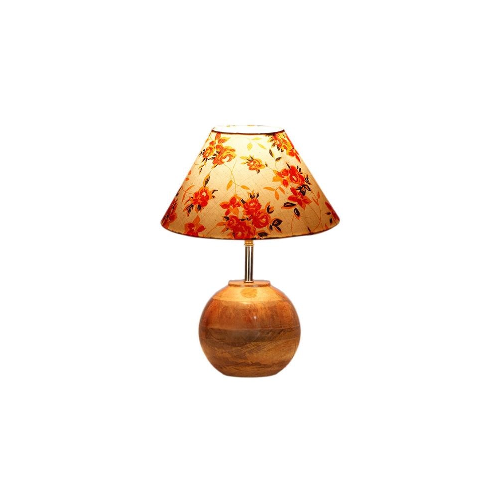 Multicolor cotton with Natural Wood Table Lamp -2