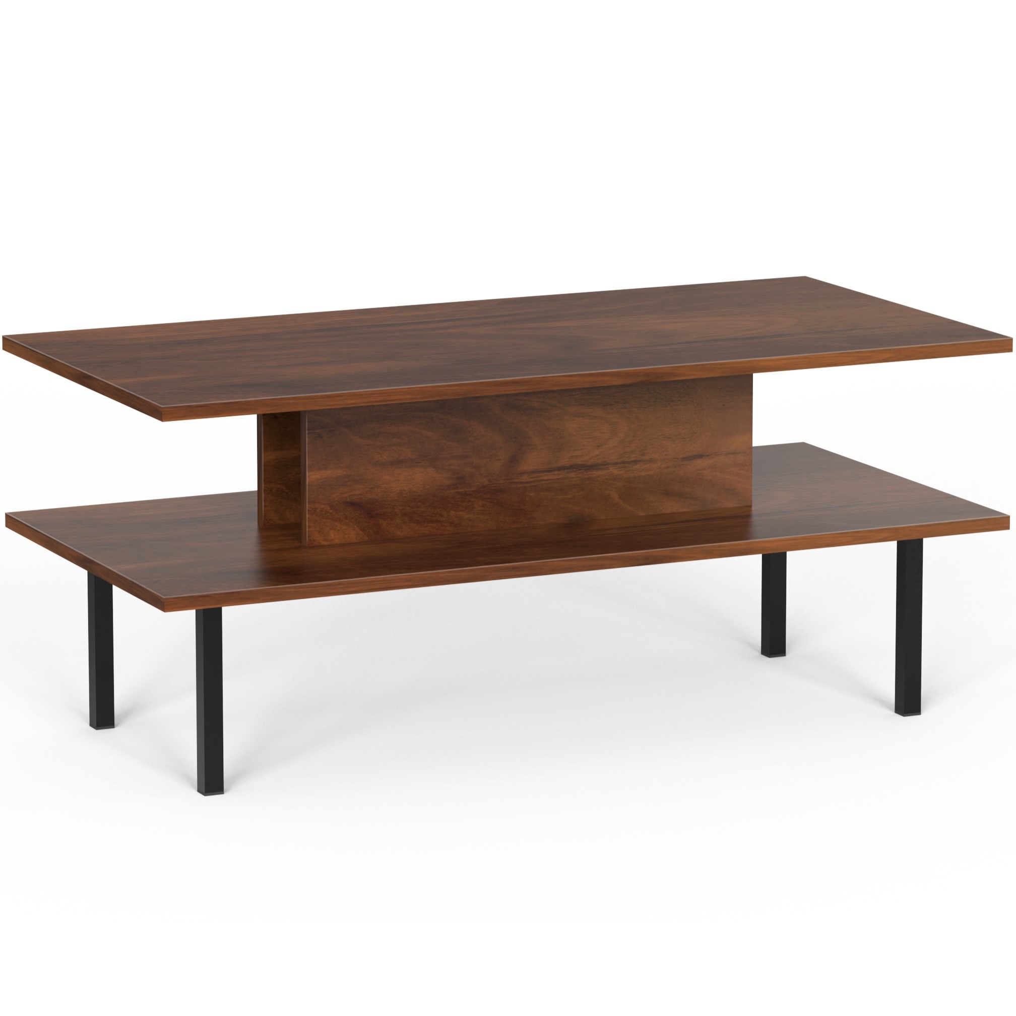 BLUEWUD Eatame Standard Engineered Wood Coffee Center Sofa Tea/Teapoy Console Table for Sofa Set Living Room Home Hall (Brown Maple)