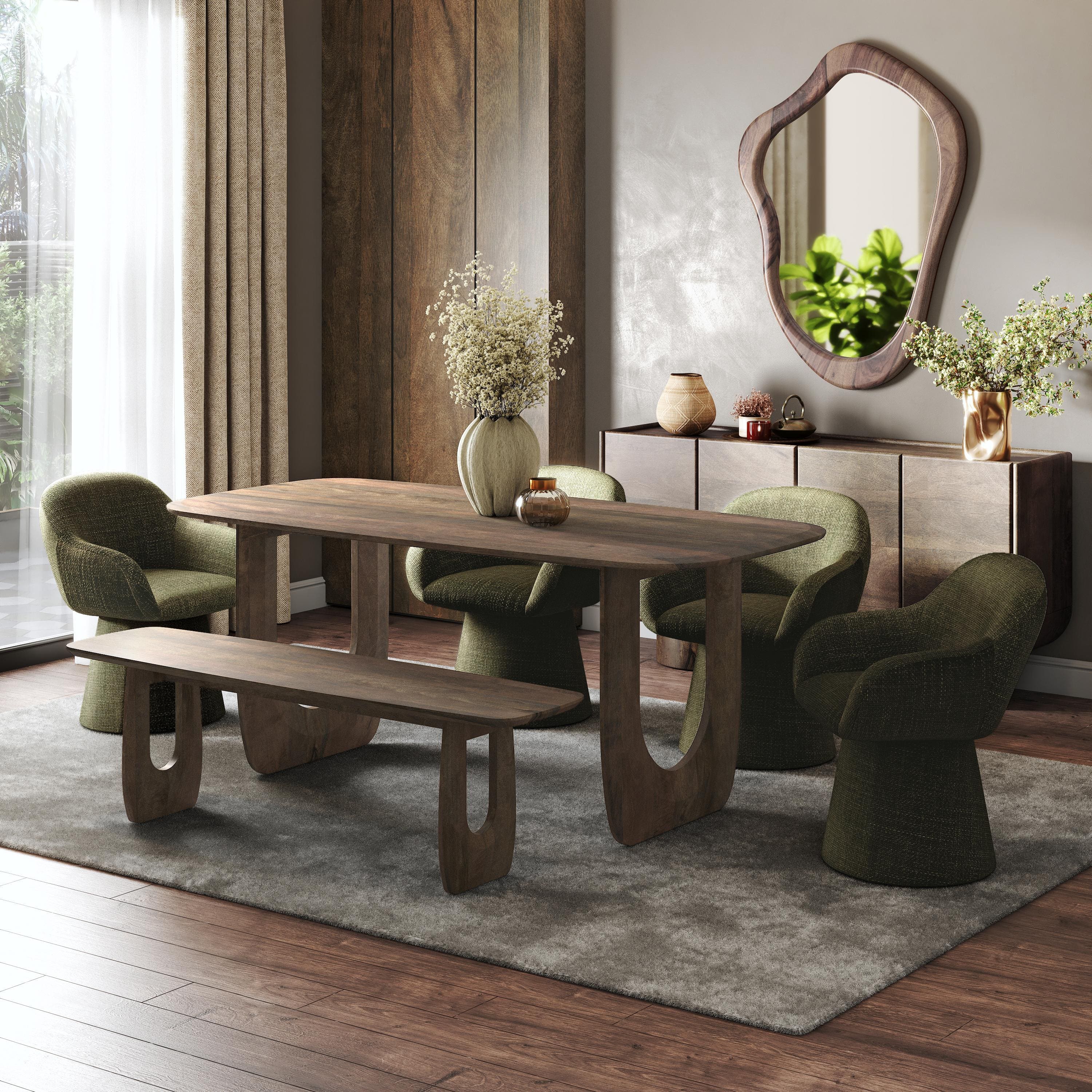 Aero Solid Wood 6 Seater Dining Table With Aero Bench & Selene Chairs