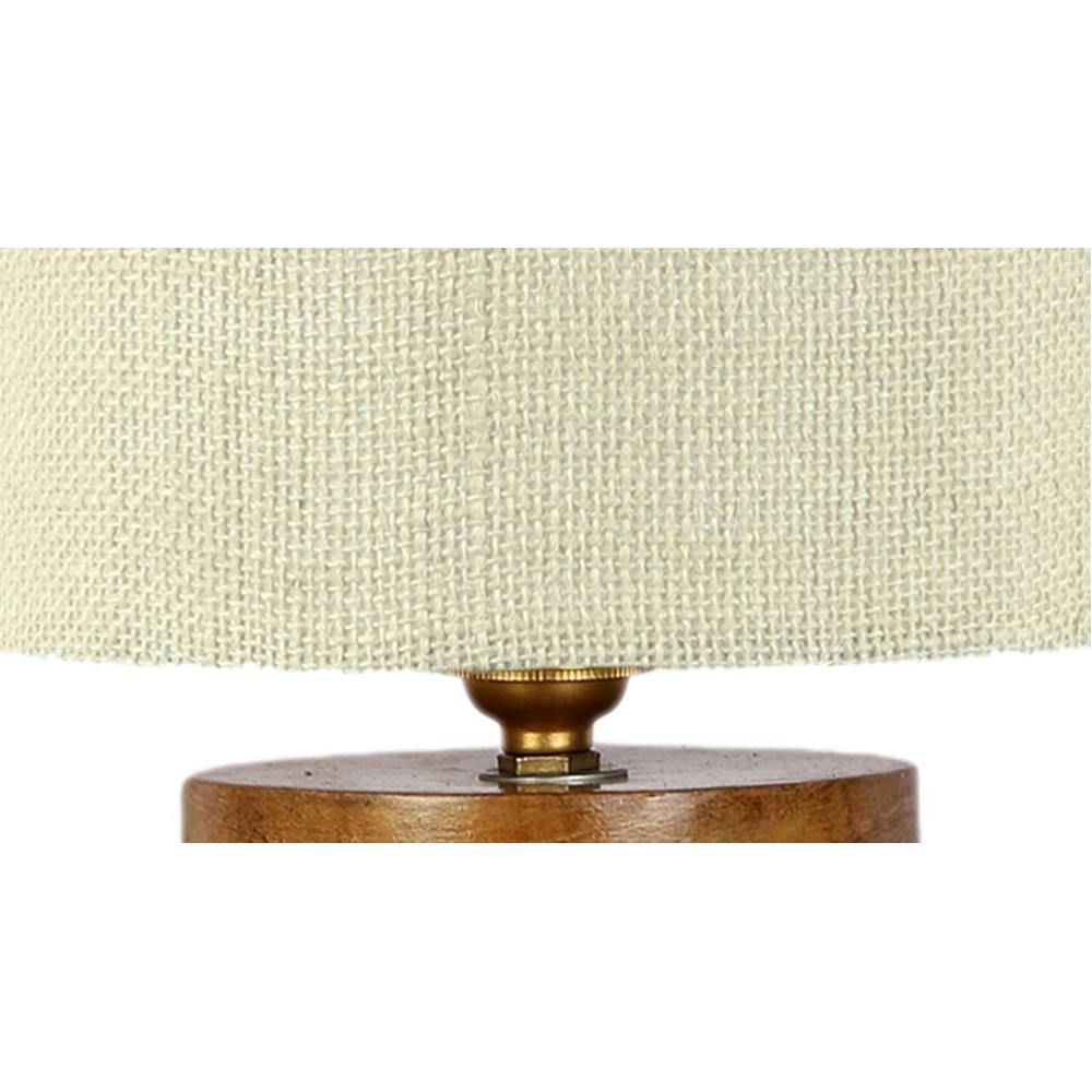 Daenerys White Jute table lamp with Natural Wood Base