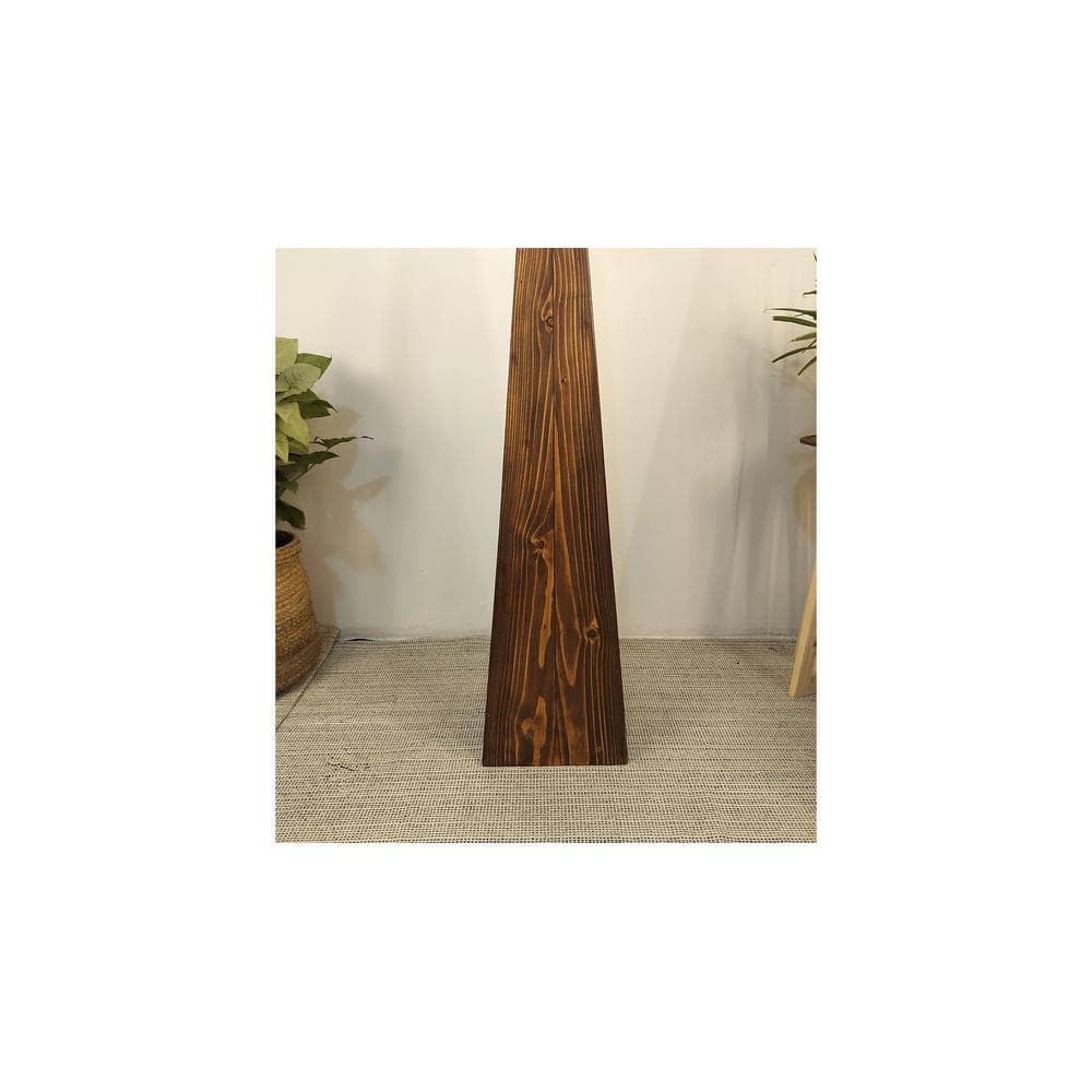 Monolith Wooden Floor Lamp with Brown Base and Jute Fabric Lampshade