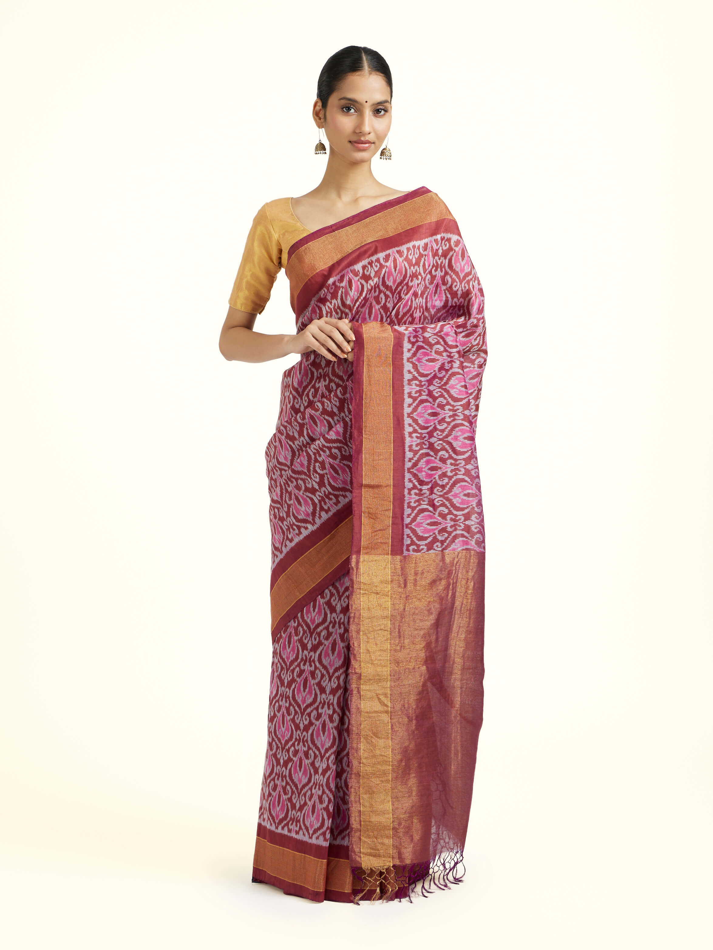 Lavender Silk Pochampally Single Ikat Saree