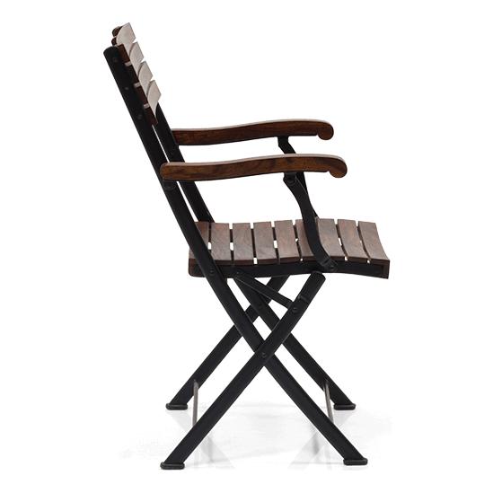 Masai Solid Wood Outdoor Arm Chair in Dark Teak Colour - Set of 1