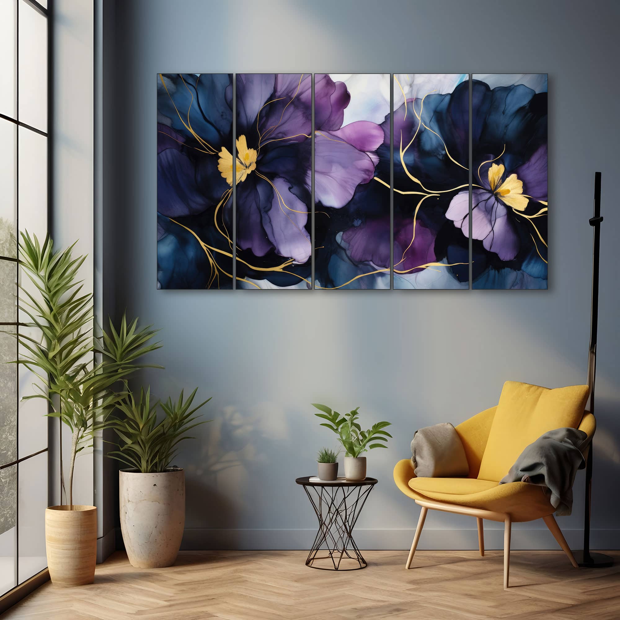 The Castle Decor Flower Art Wall Painting Wooden Framed 27x48 Inch - The Castle Decor