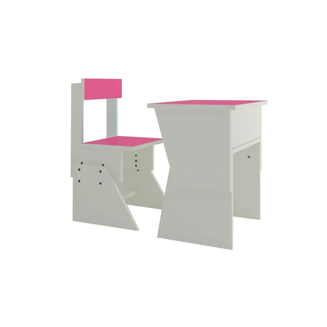 Utopia Extendable Toddler Study Desk and Chair Set in Barbie Pink Colour