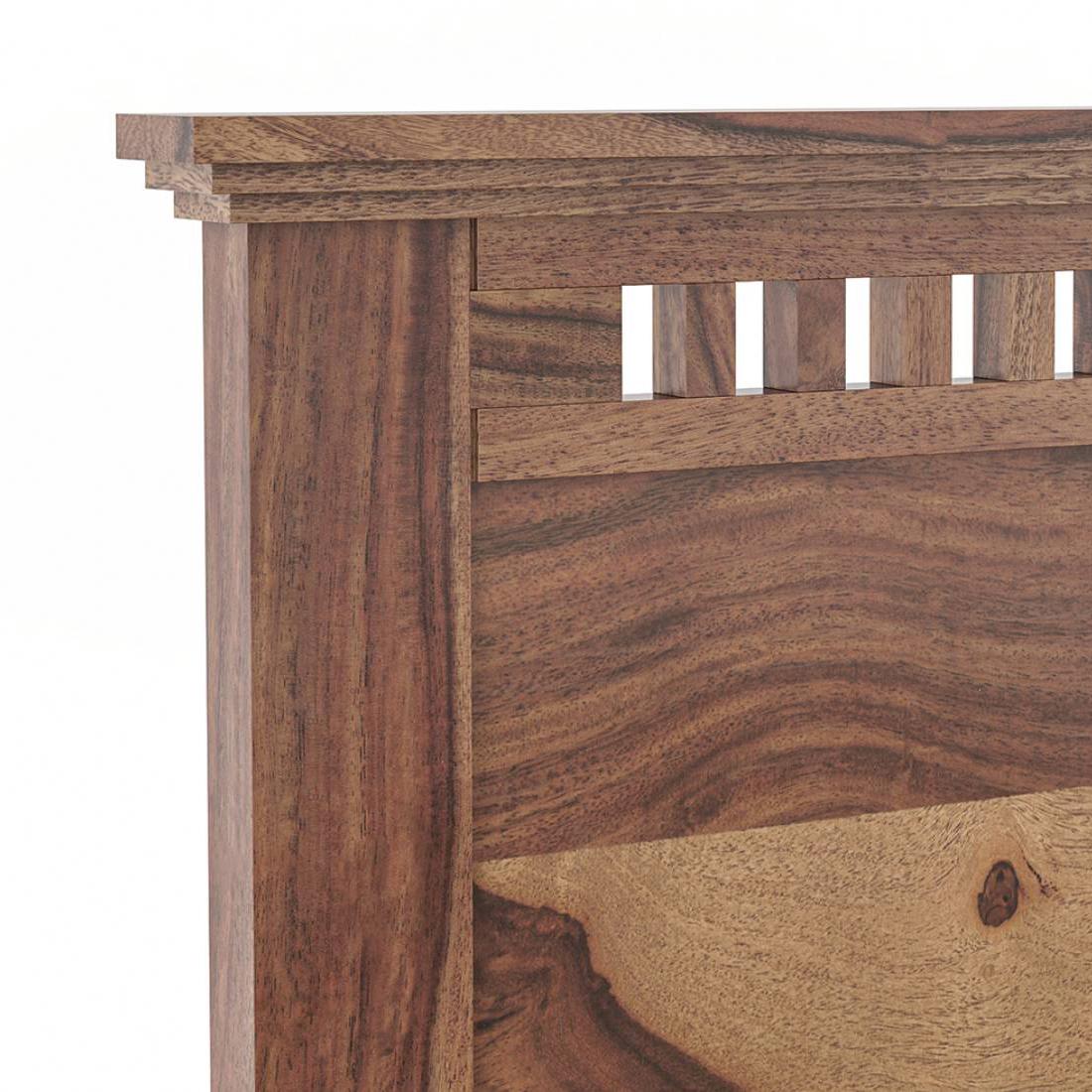 Fidora Solid Wood King Size Non Storage Bed In Teak Finish