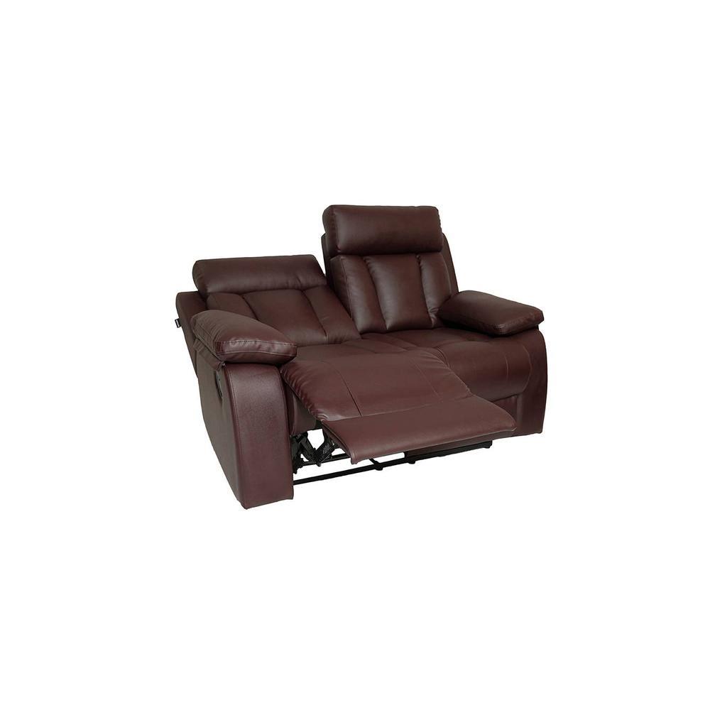 Magna Leatherette Two Seater Manual Recliner in Brown Colour