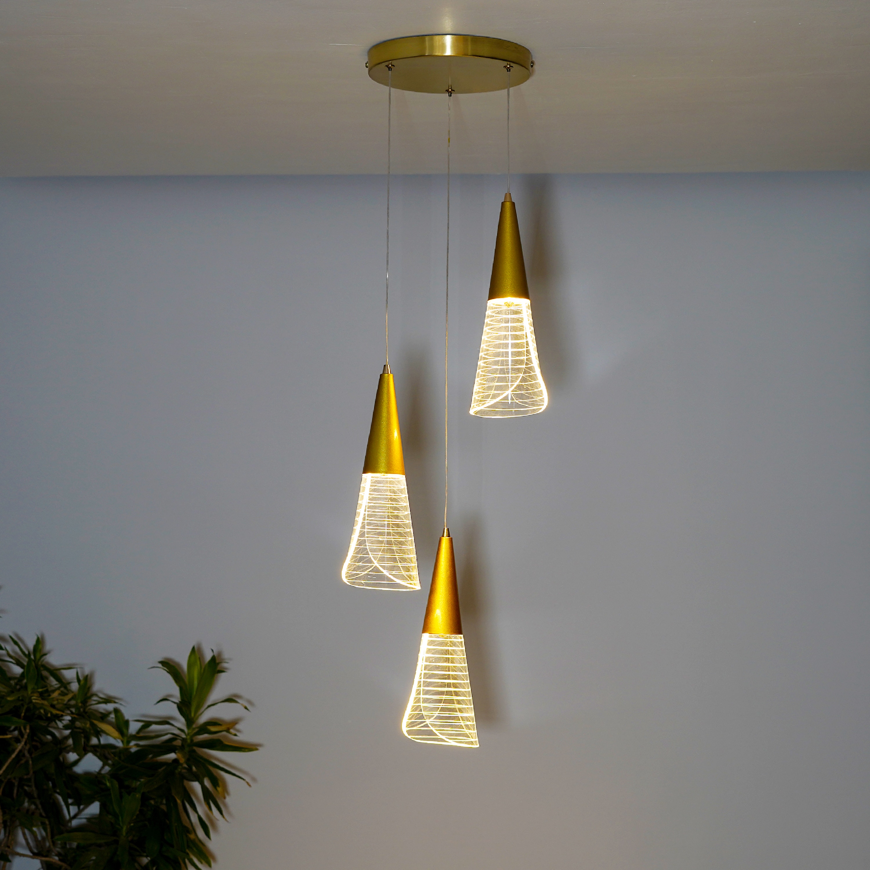 Blenheim  3 Light Acrylic Led Pendant Light