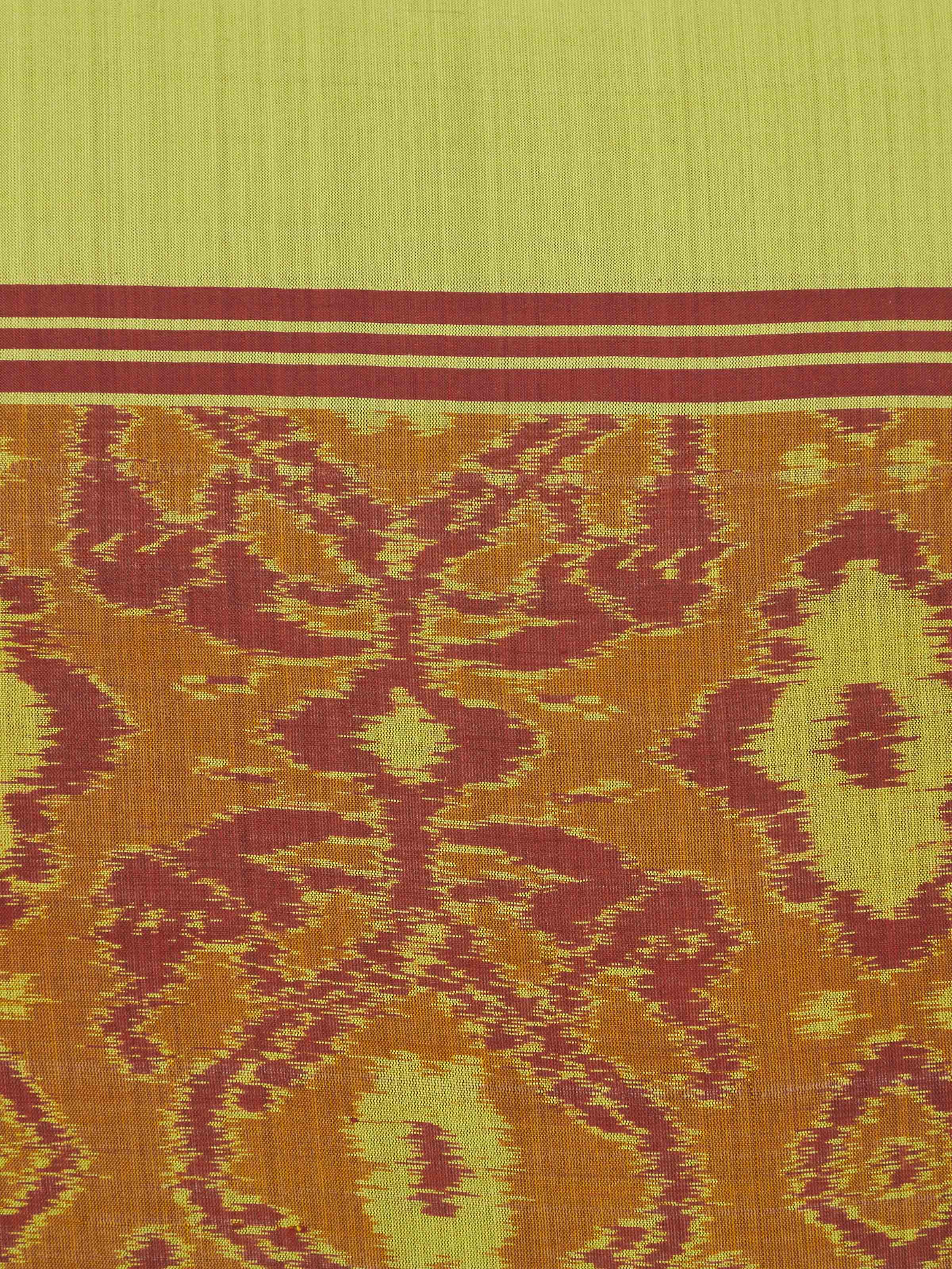 Close-up of the intricate Ikat stripe design and delicate silk fibers