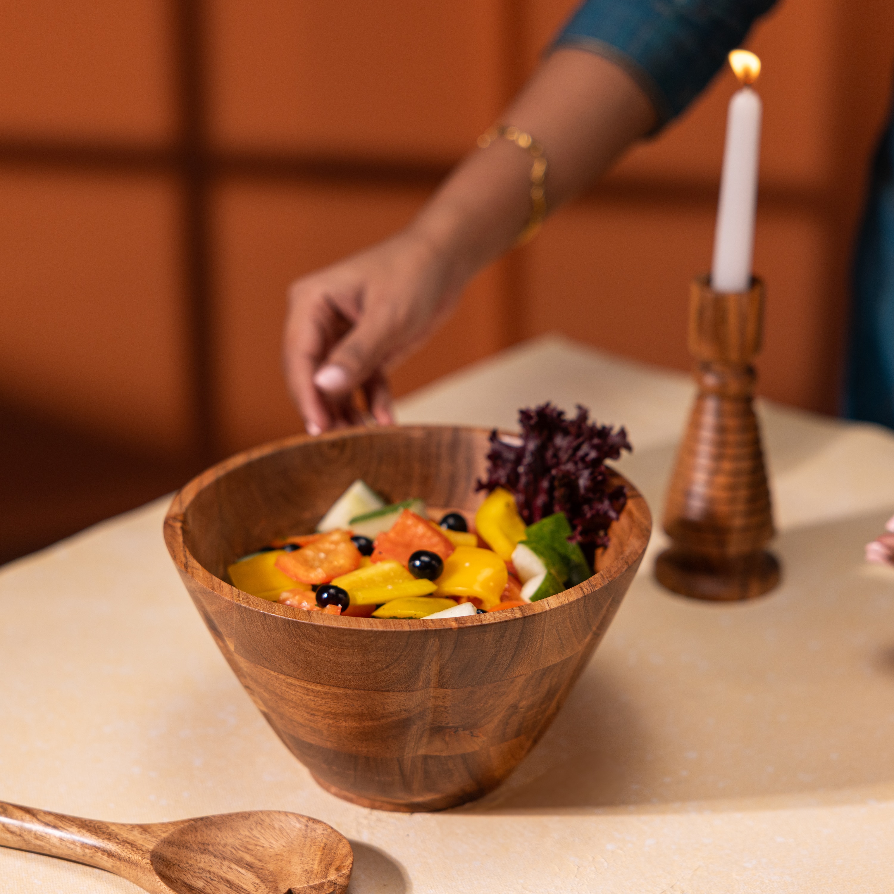 Ireka Home Kosha Acacia Wood Bowl Small – Serving Bowl - Ireka Homes