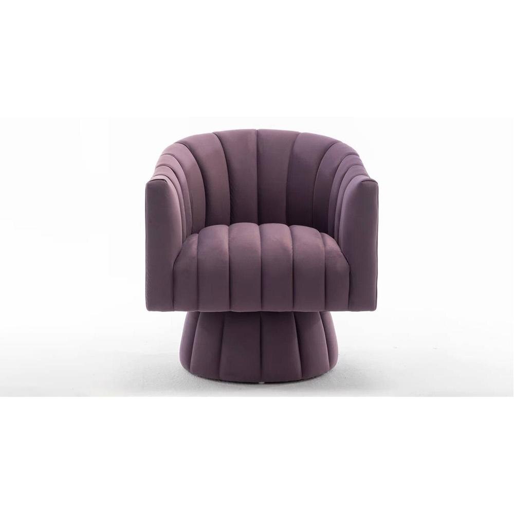 Morrow Swivel Solid Wood Round Chair in Purple Colour