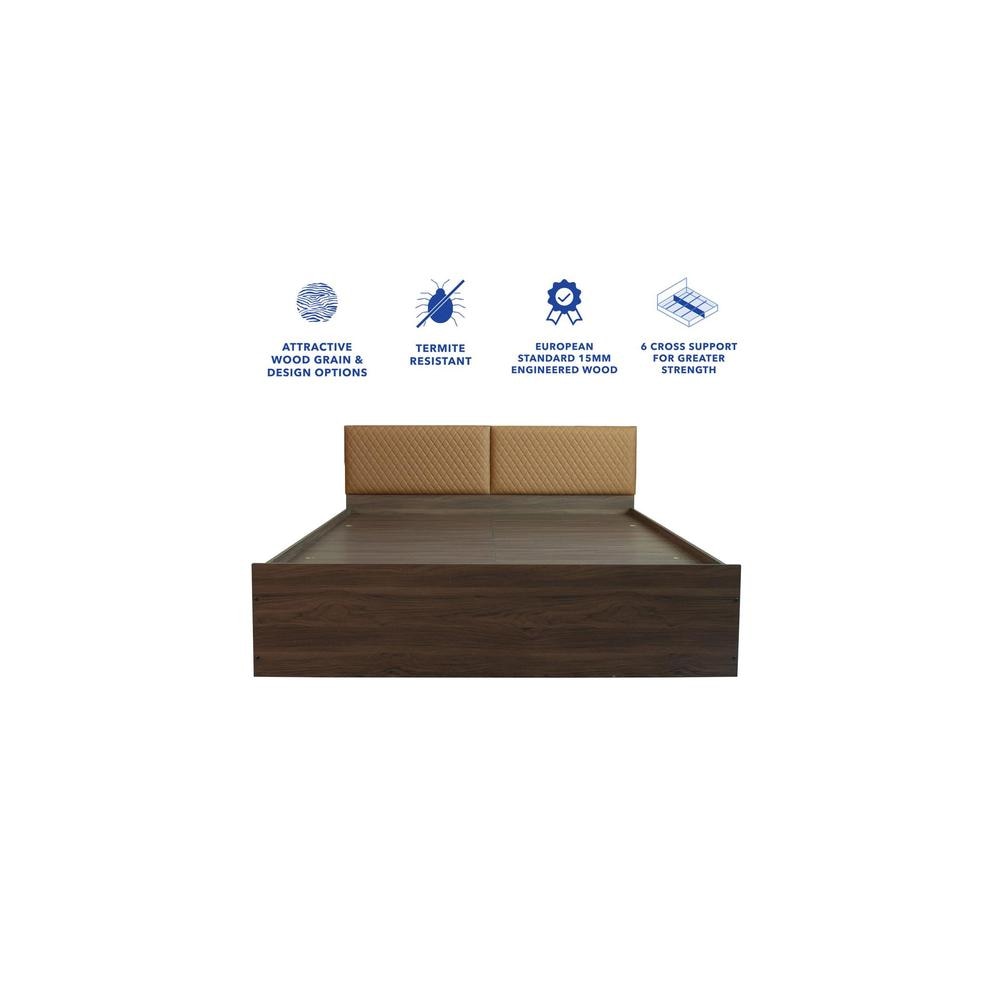 Satya Engineered Wood Queen Size Bed In Walnut Finish