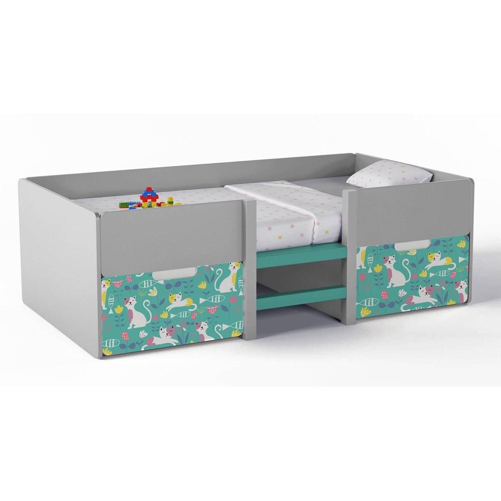 Step Up Engineered Wood Box Storage Bed in Light Grey Colour