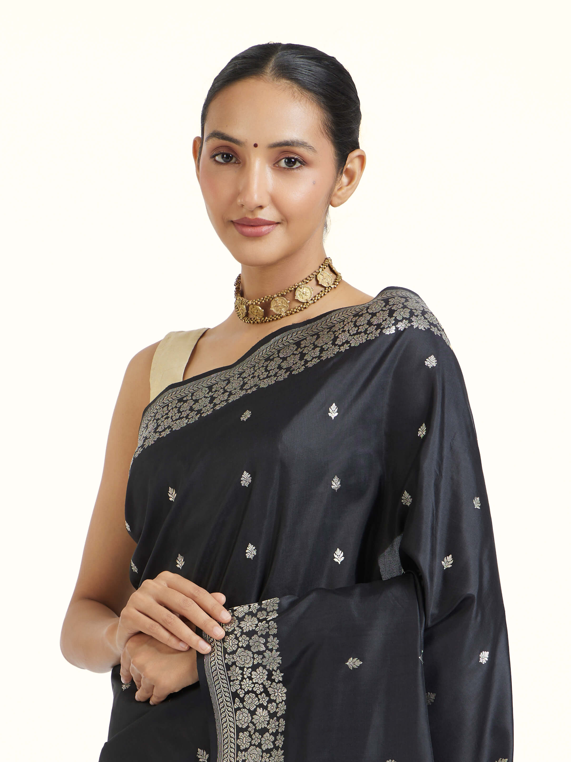Black Banarasi Kadhwa Silk Saree