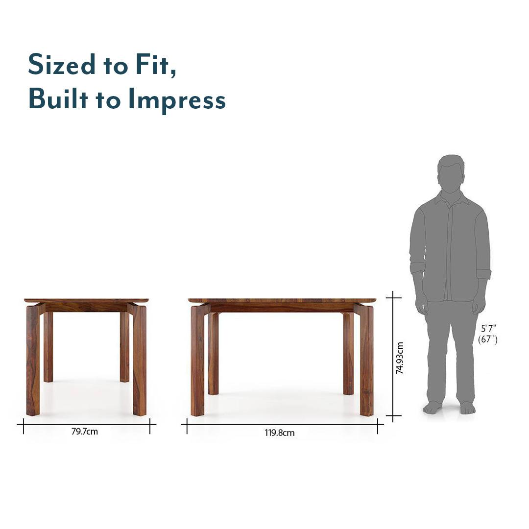 Catria 4 Seater Dining Table In Teak Finish