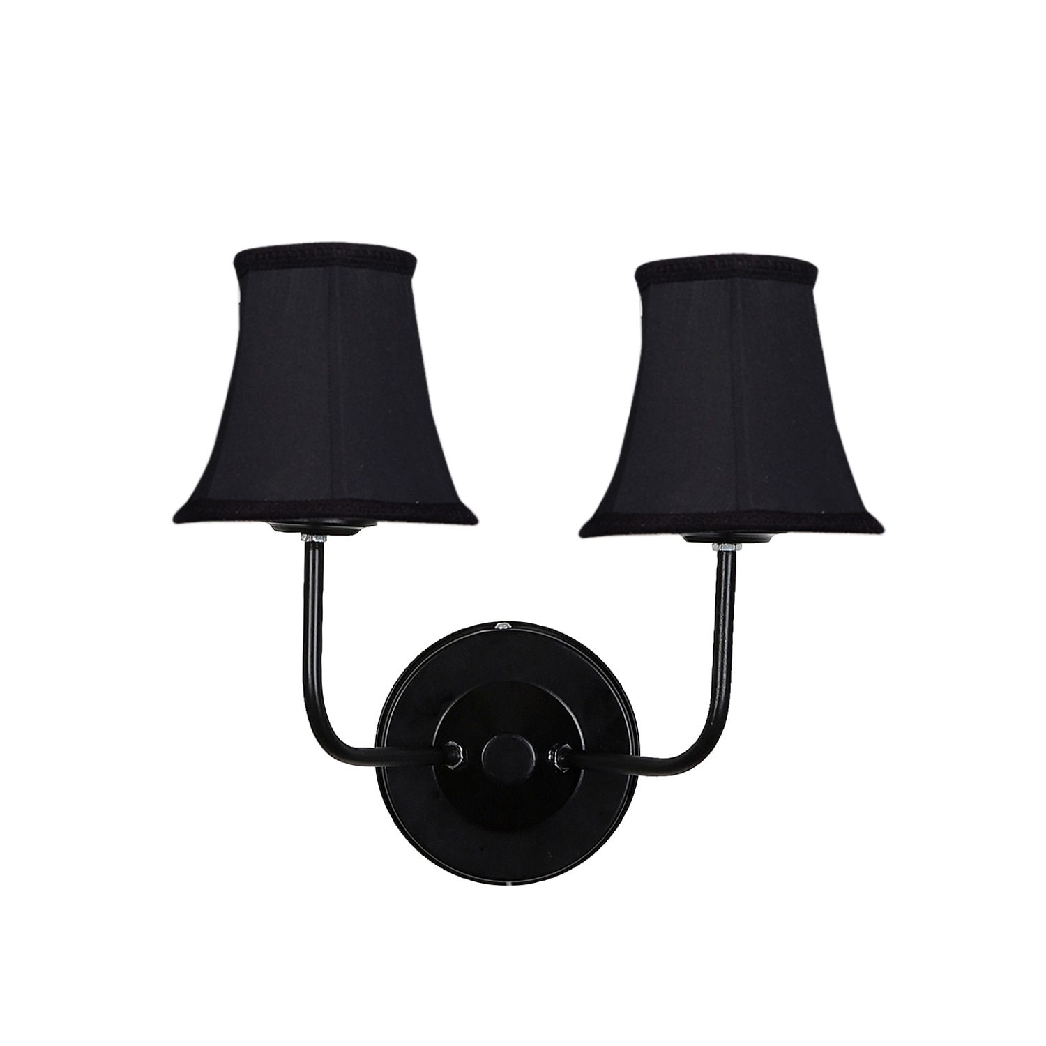 Devansh Dual Black Wallmounted Lamp With Cotton Black Shade
