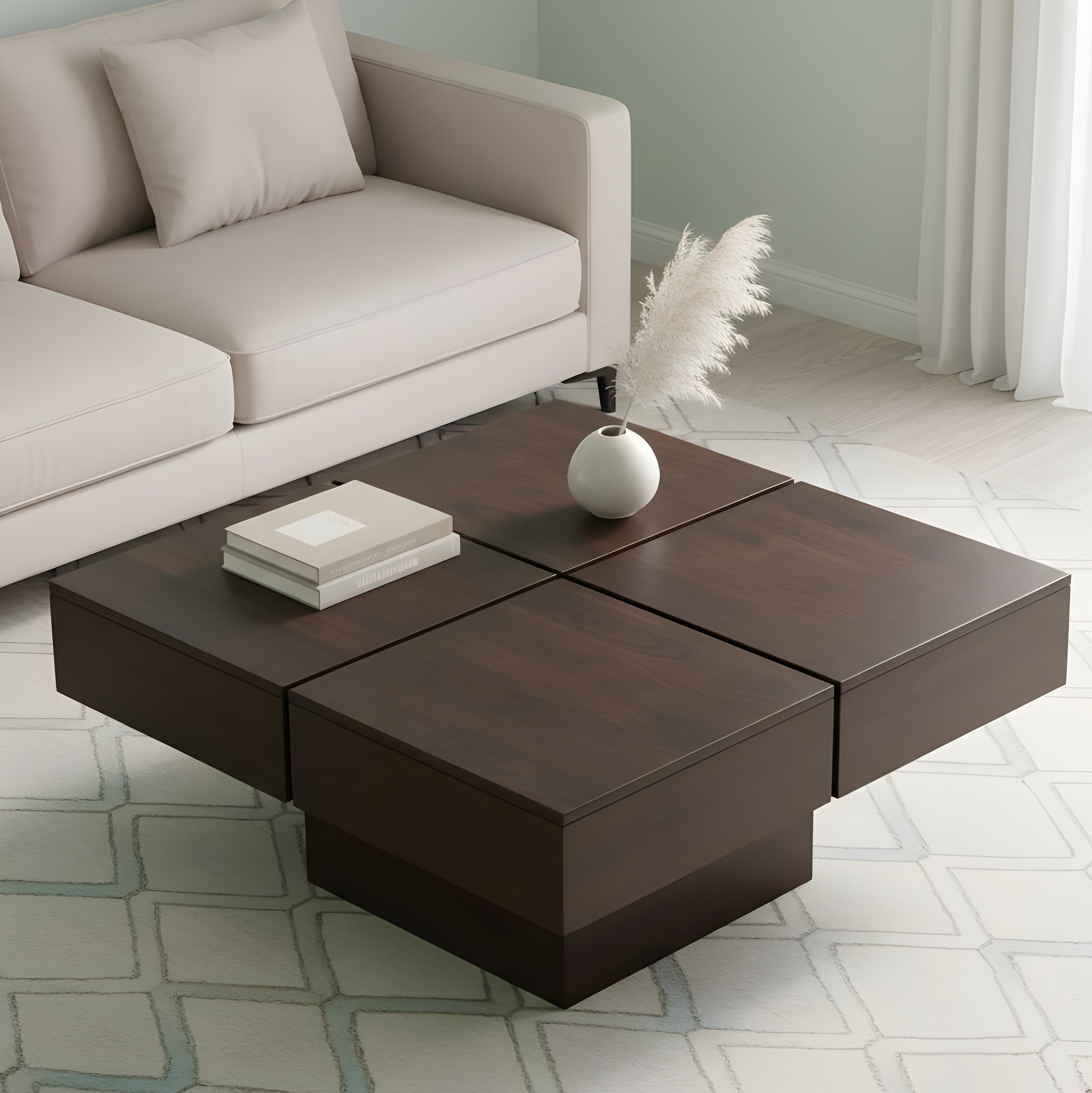 Montreal Sheesham Wood Coffee Table In Walnut Finish