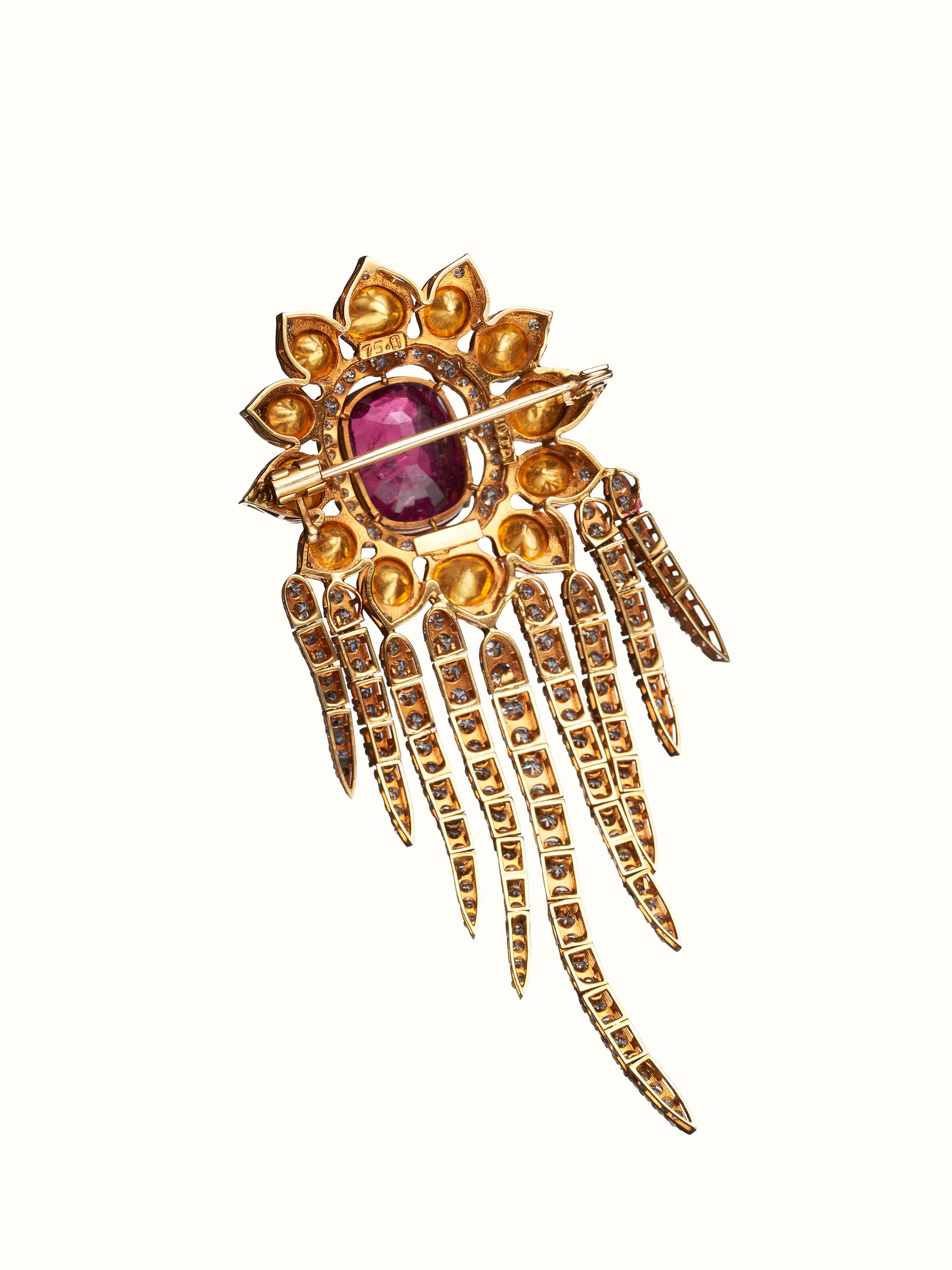 Dank Polki 18 Karat Gold Brooch Pin