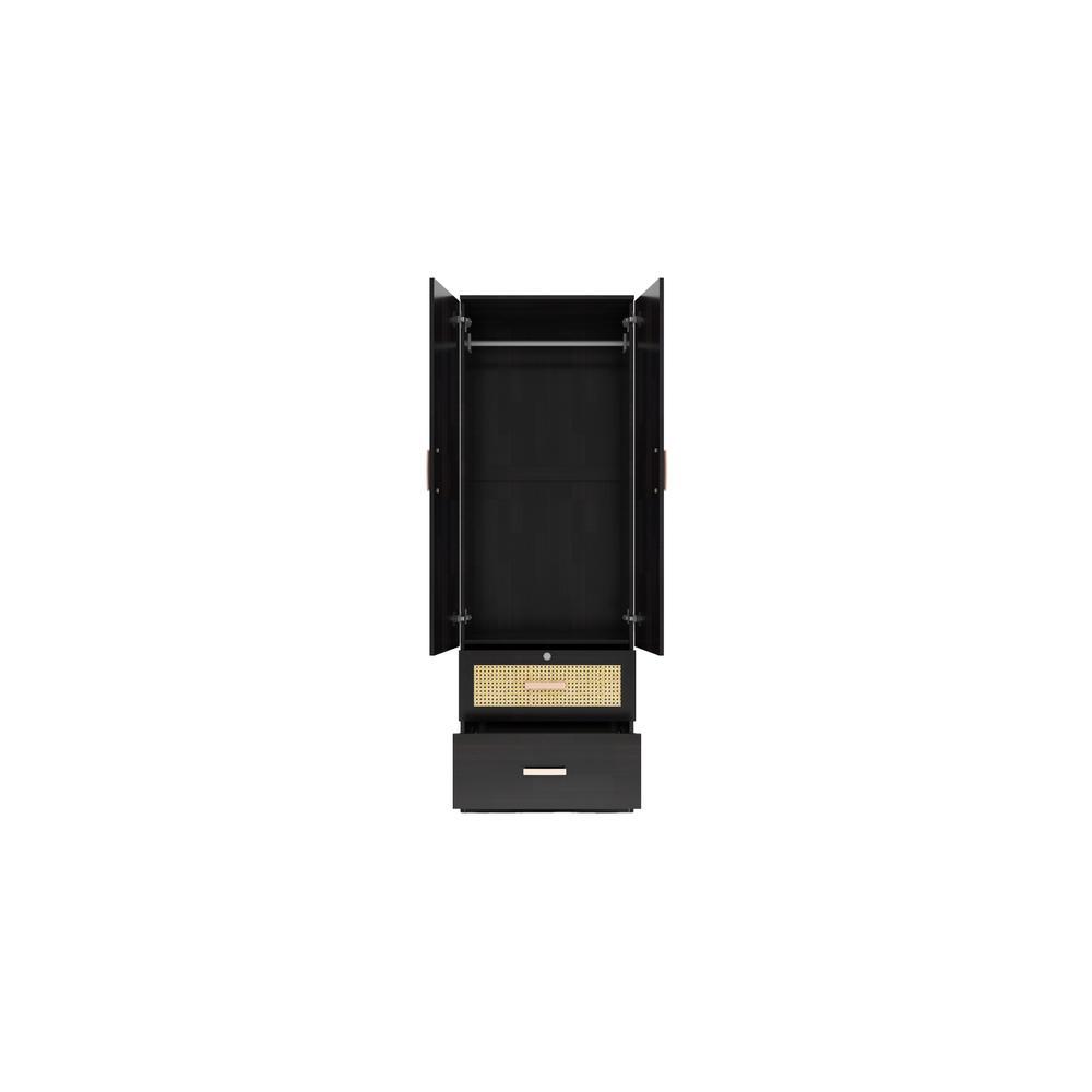 Ren 2 Door Wardrobe with Rattan Drawer