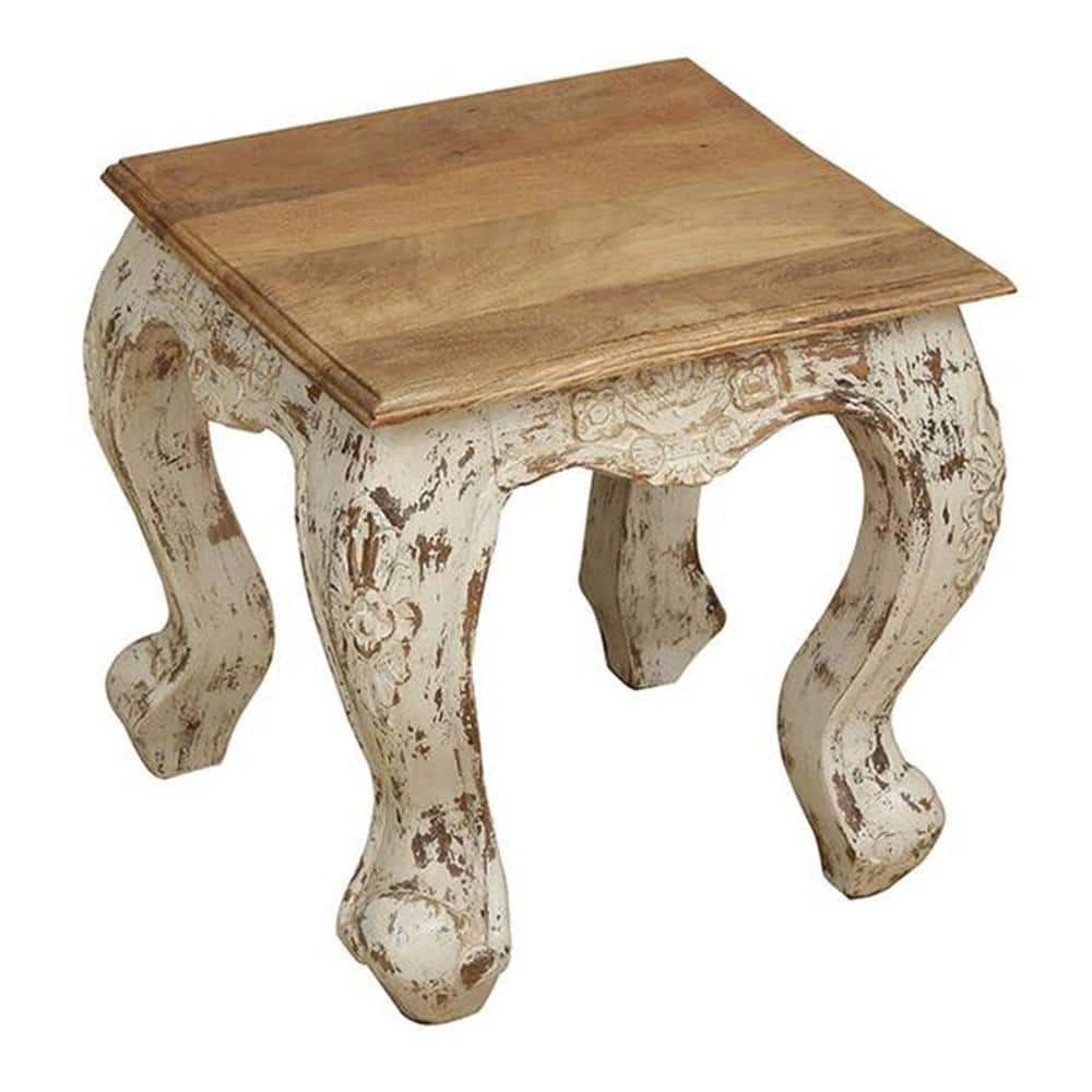 Amaran Solid Wood End Table, White finish