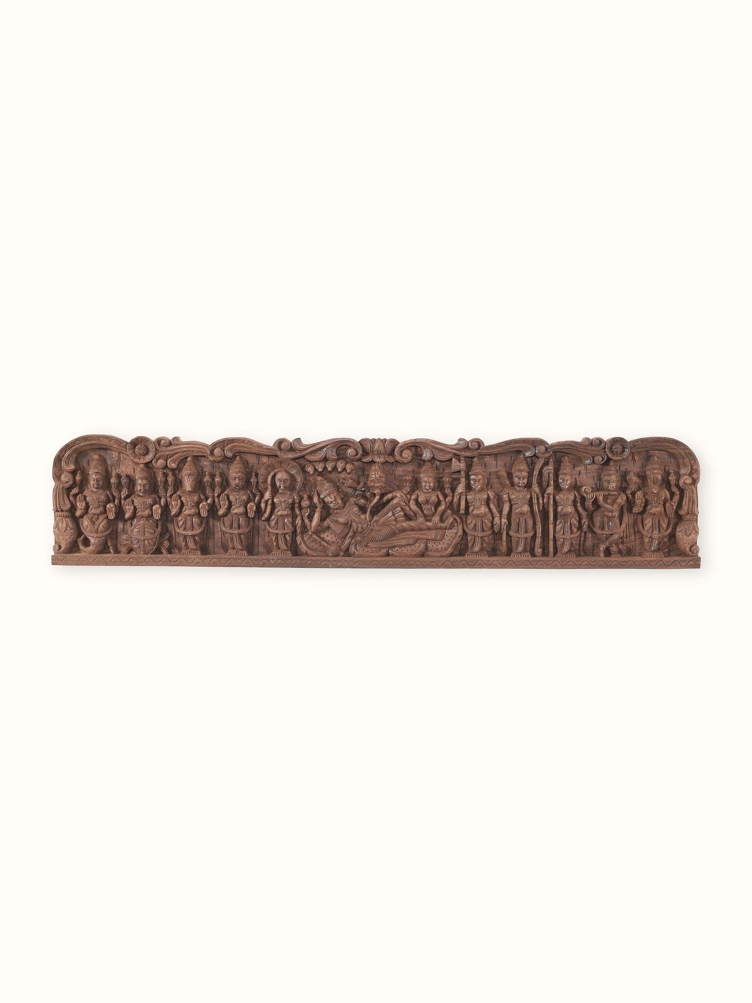 Wood Carved Lakshmi Ganpati Saraswati Idol