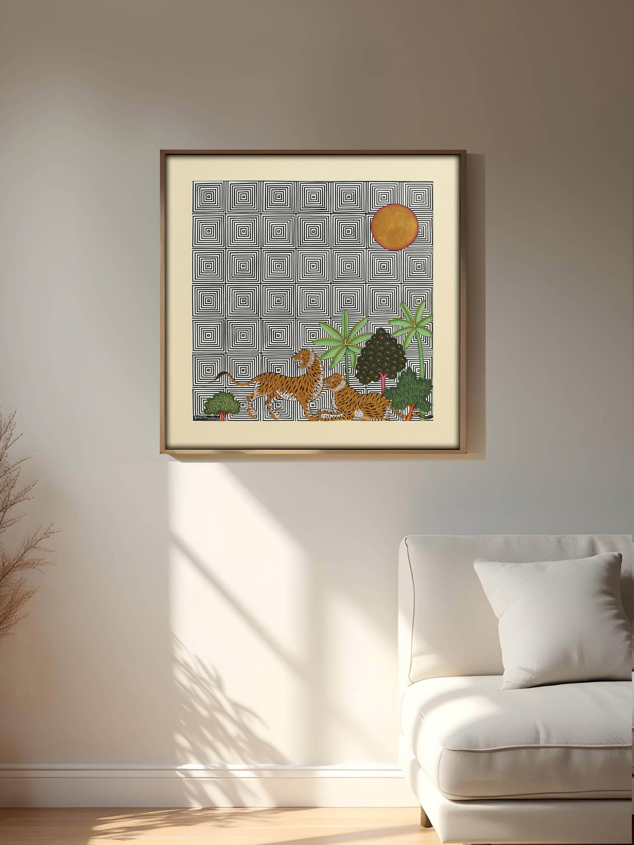 Tiger Forest Geometric Pichwai Painting