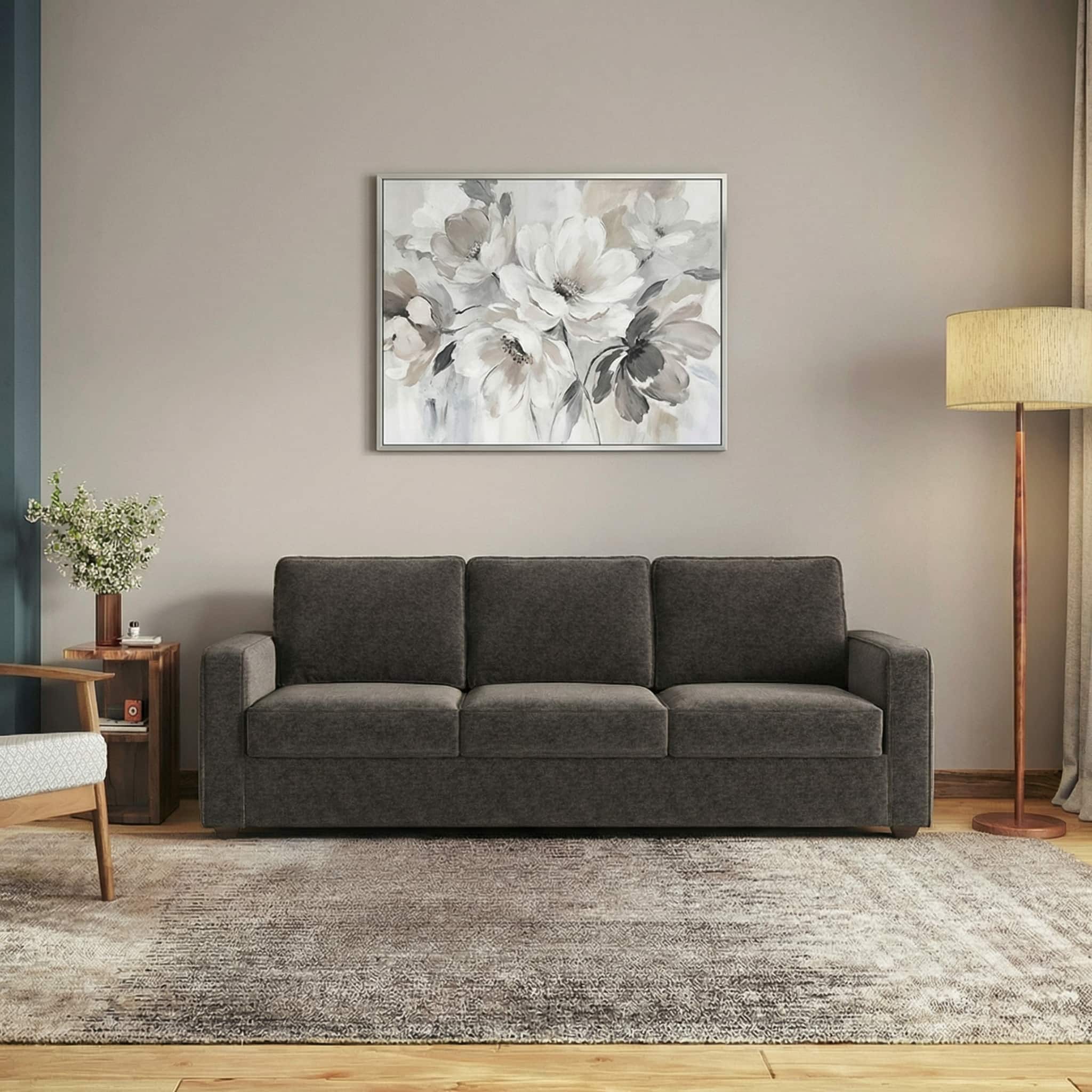 Apollo Compact High Back 3 Seater Fabric Sofa in Smoke Colour - Urban Ladder