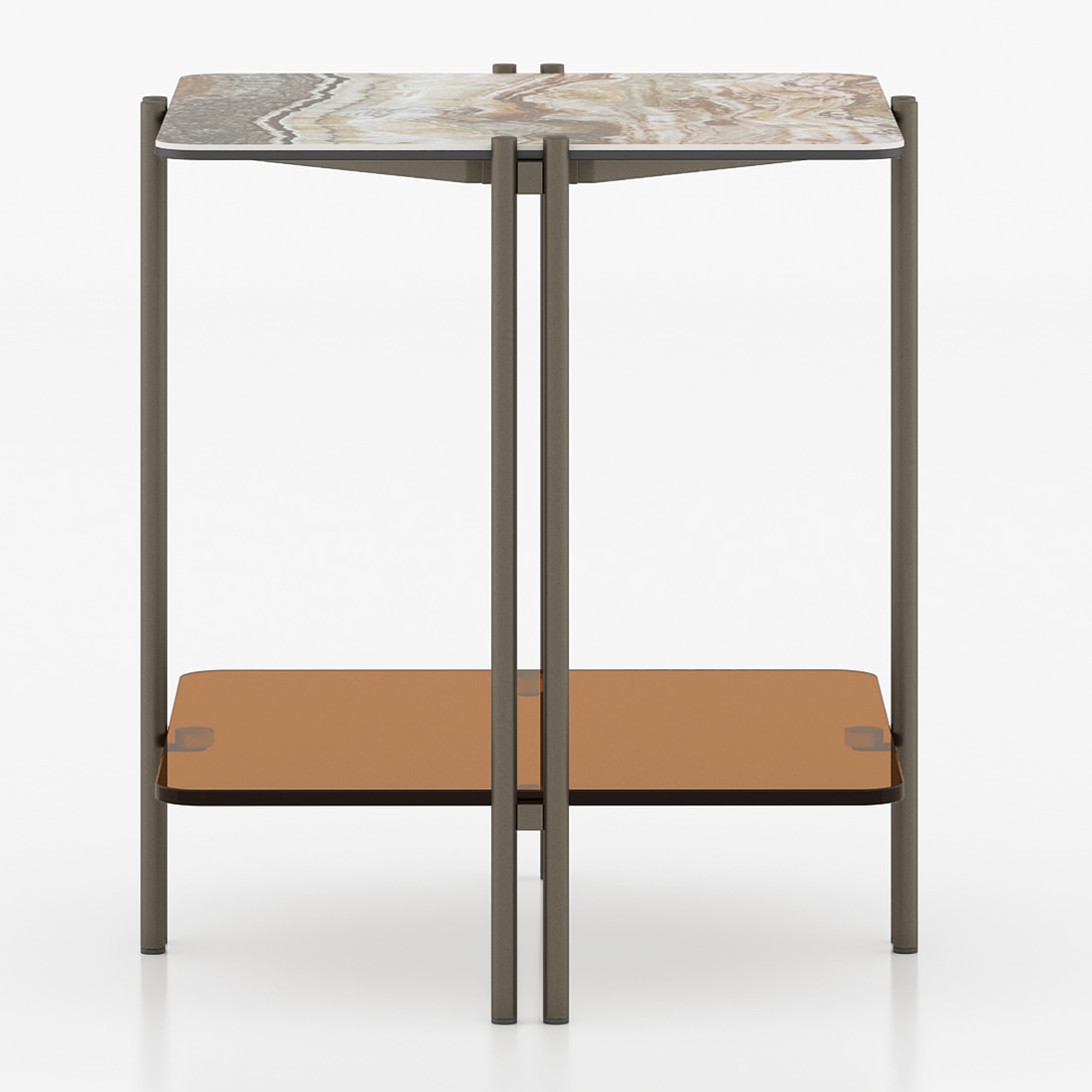 Paloma Marble Side Table in Jupiter Red Spanish Ceramic Finish